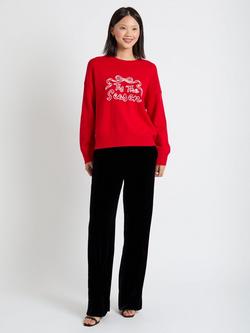 Chinti & Parker Wool-Cashmere Tis The Season Sweater, Velvet Red