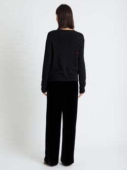 Chinti & Parker Wool-Cashmere Velvet Bow Sweater - view 2, Black