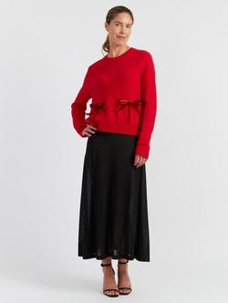 Chinti & Parker Wool-Cashmere Velvet Bow Sweater, Velvet Red