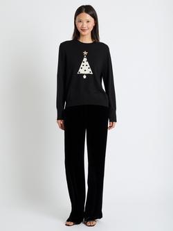 Chinti & Parker Wool-Cashmere Christmas Tree Sweater, Black