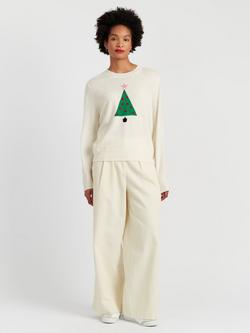 Chinti & Parker Wool-Cashmere Christmas Tree Sweater, Cream