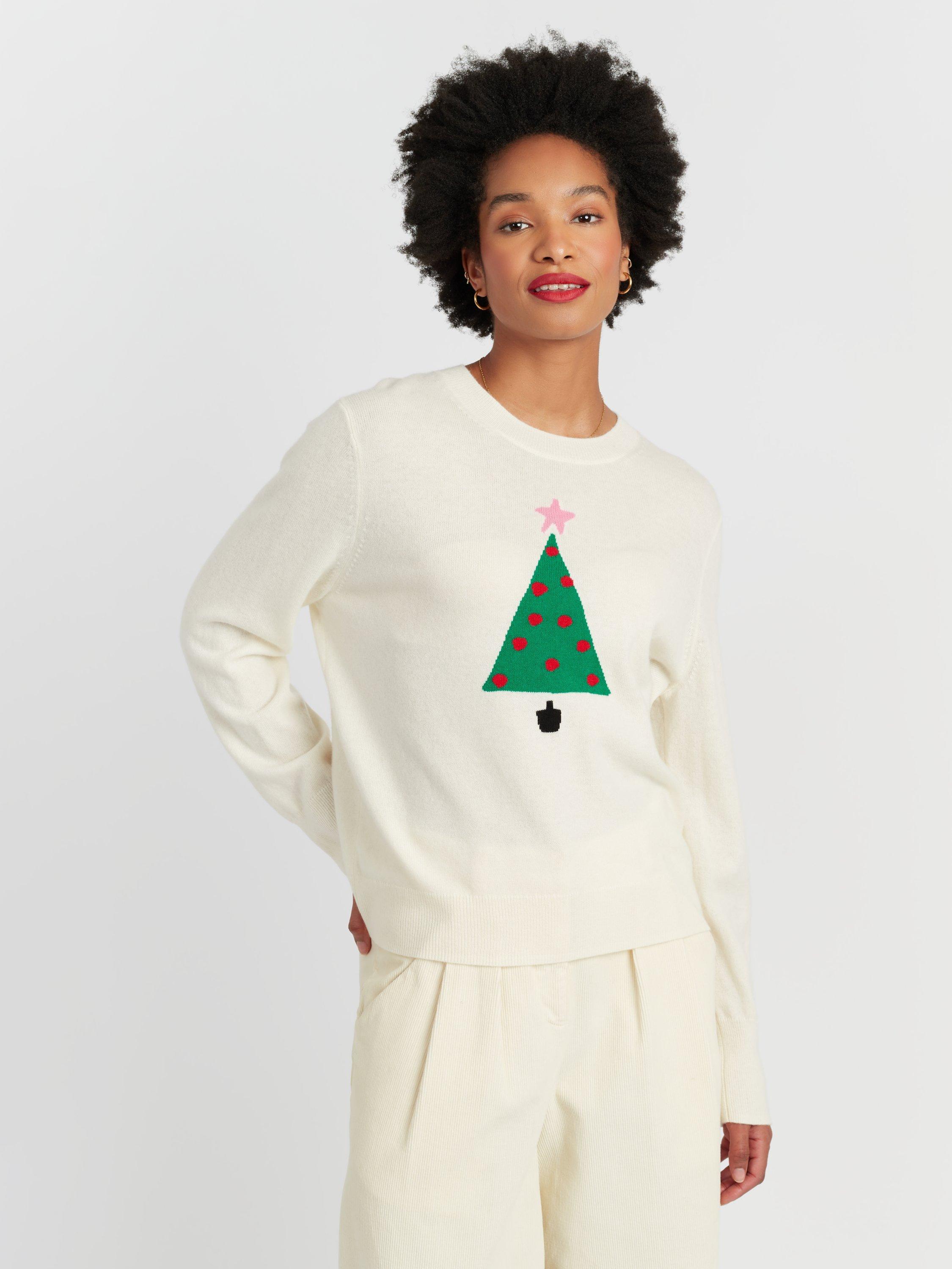 Product image 3 of 4, which shows Chinti & Parker Wool-Cashmere Christmas Tree Sweater, Cream, XS