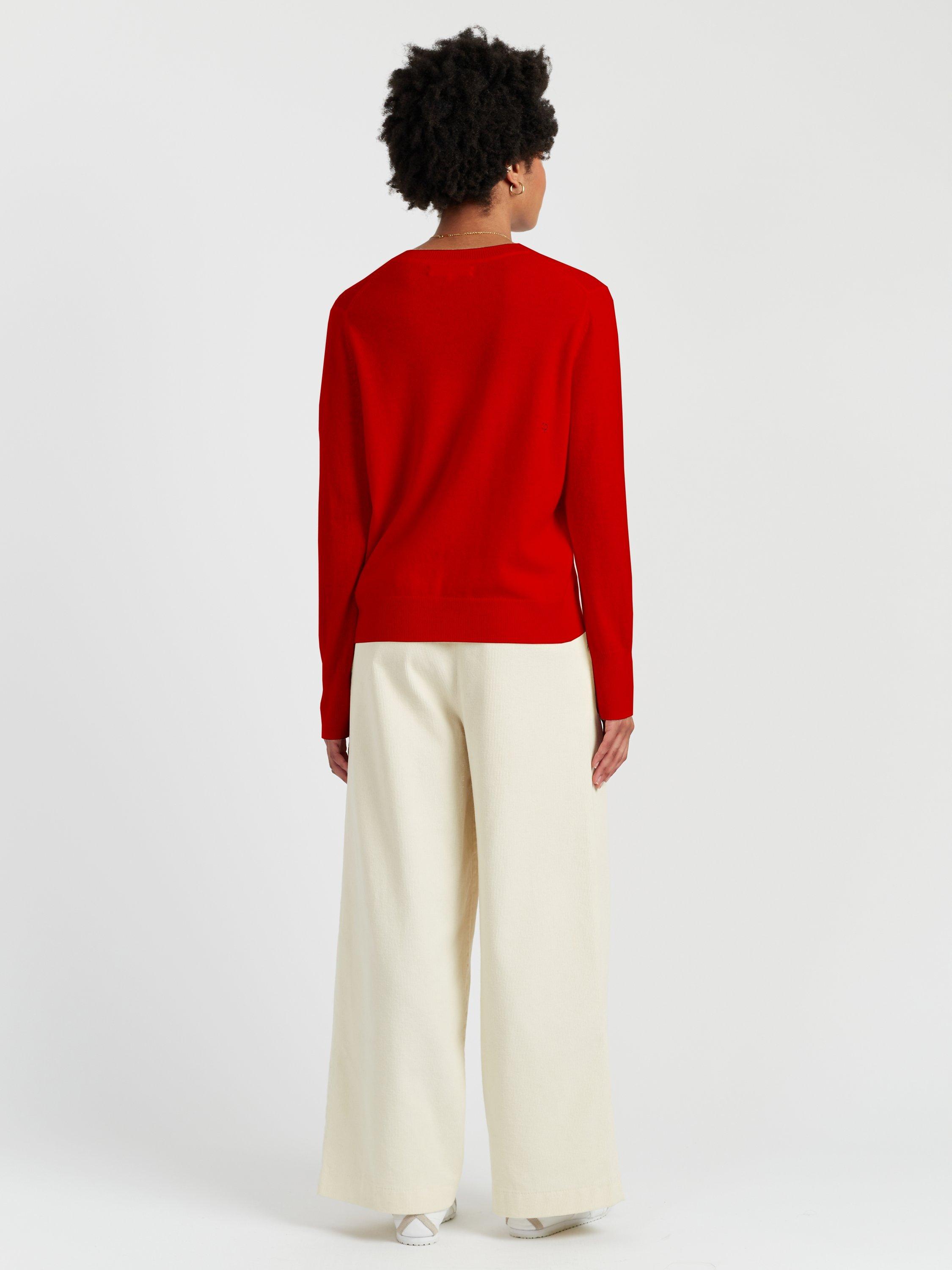Product image 2 of 4, which shows Chinti & Parker Wool-Cashmere Christmas Tree Sweater, Velvet Red, XS