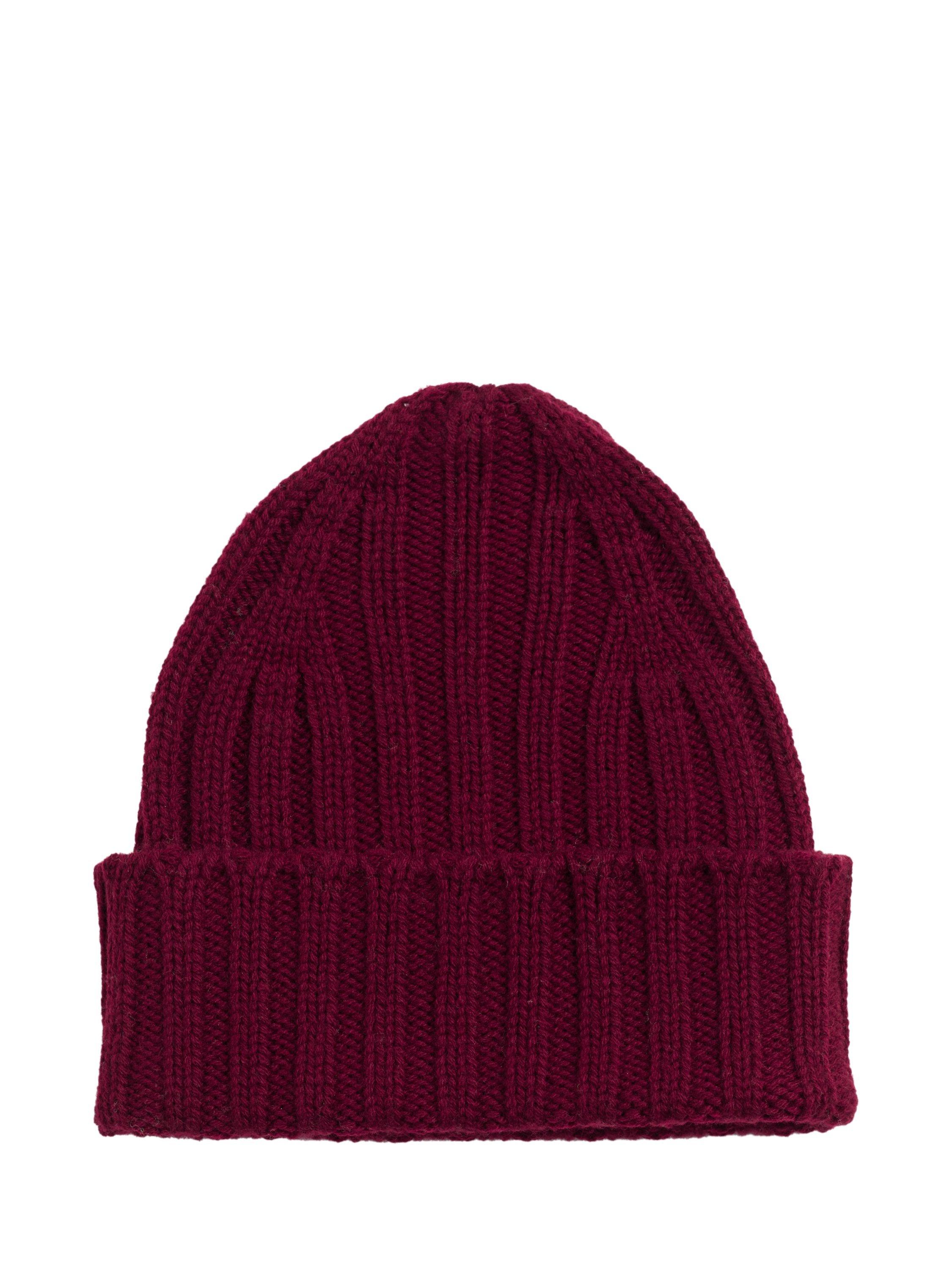 Chinti & Parker Ribbed Wool Rich Beanie Hat, Claret, One Size