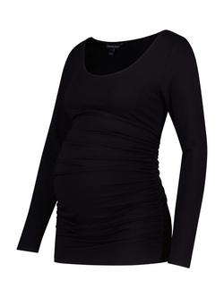 Isabella Oliver Maternity Layering Long Sleeved Top containing LENZING™ ECOVERO™ Viscose, Caviar Black, Caviar Black