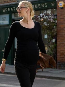 Isabella Oliver Scoop Neck Maternity Top containing LENZING™ ECOVERO™ Viscose, Caviar Black