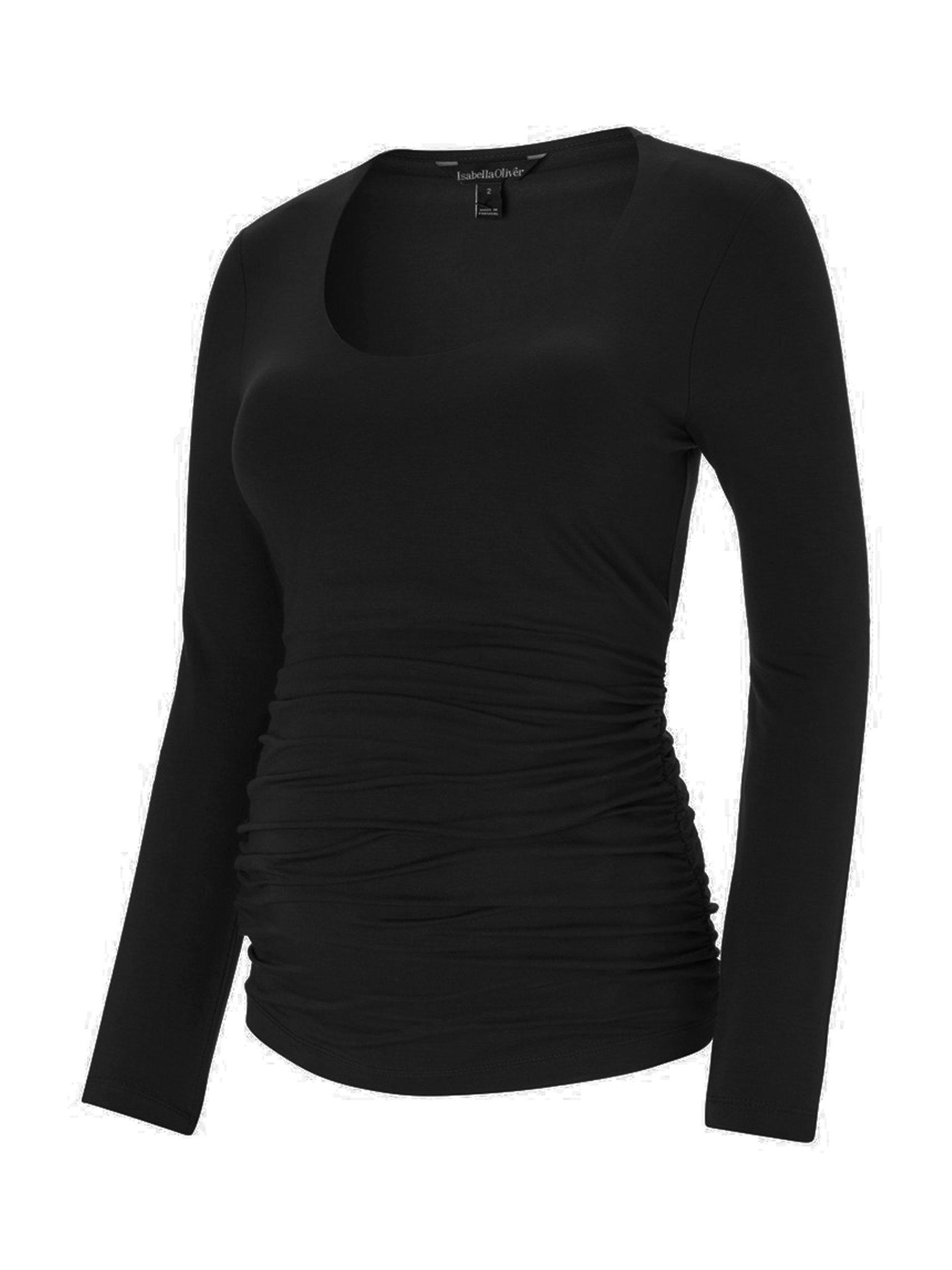 Product image 4 of 4, which shows Isabella Oliver Scoop Neck Maternity Top containing LENZING™ ECOVERO™ Viscose, Caviar Black, 8