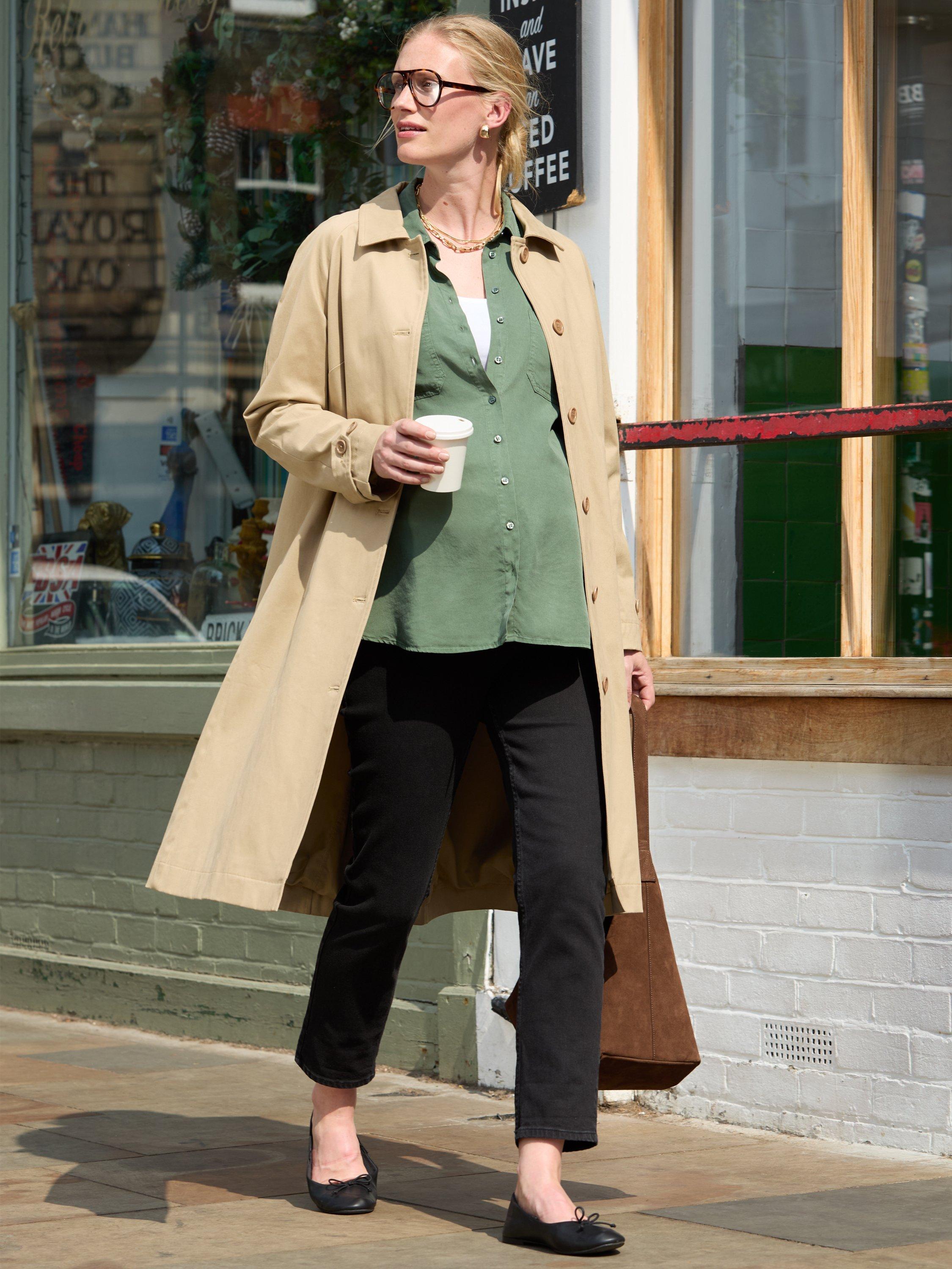 Product image 2 of 4, which shows Isabella Oliver Boyfriend Maternity Jeans, Washed Black, 8