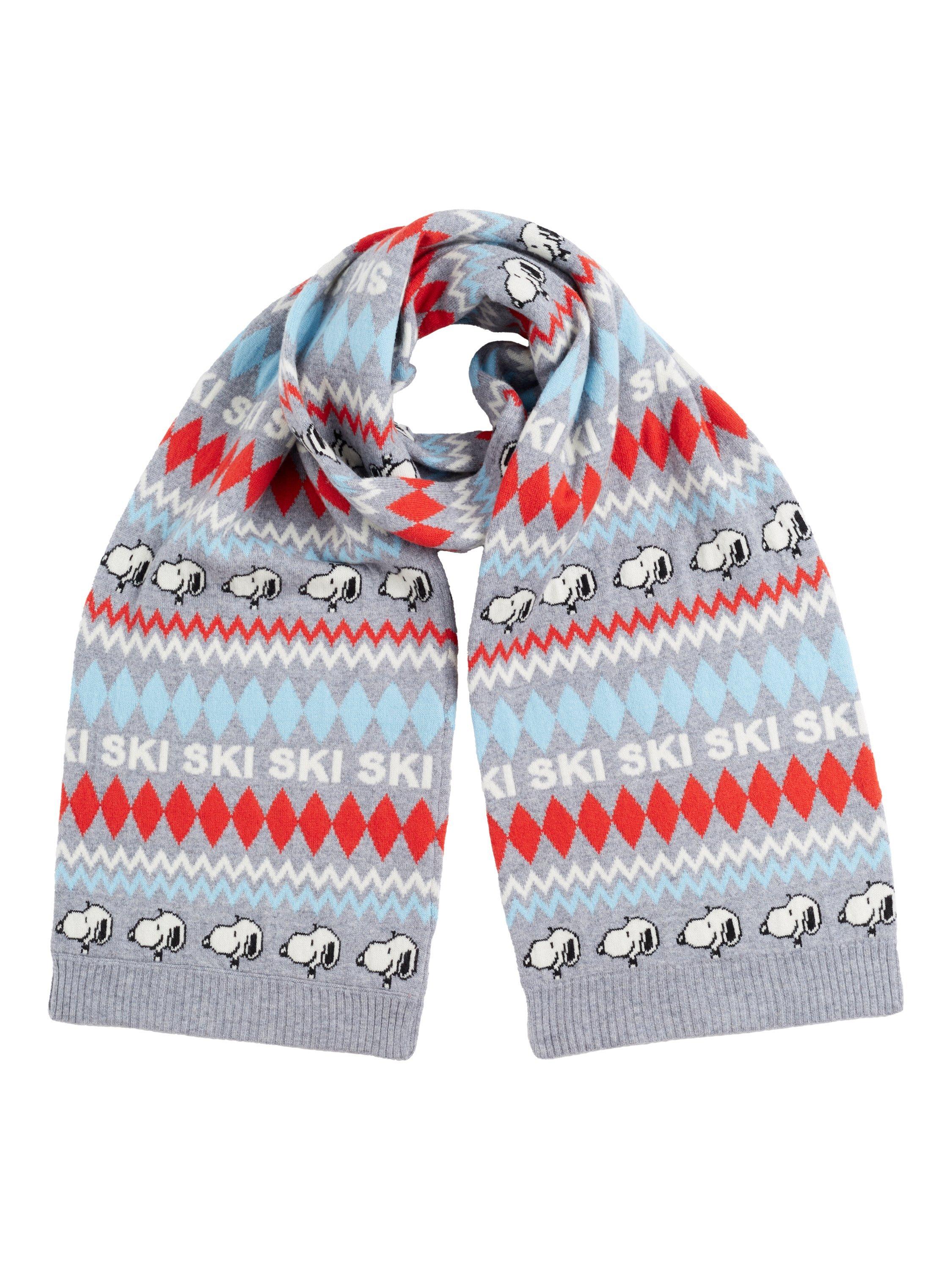 Product image 1 of 2, which shows Chinti & Parker Snoopy Fair Isle Ski Wool Rich Scarf, Grey/Multi, One Size