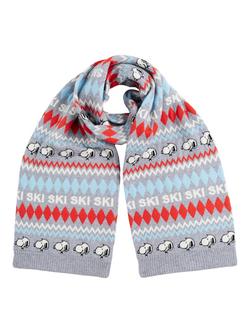 Chinti & Parker Snoopy Fair Isle Ski Wool Rich Scarf, Grey/Multi, Grey/Multi