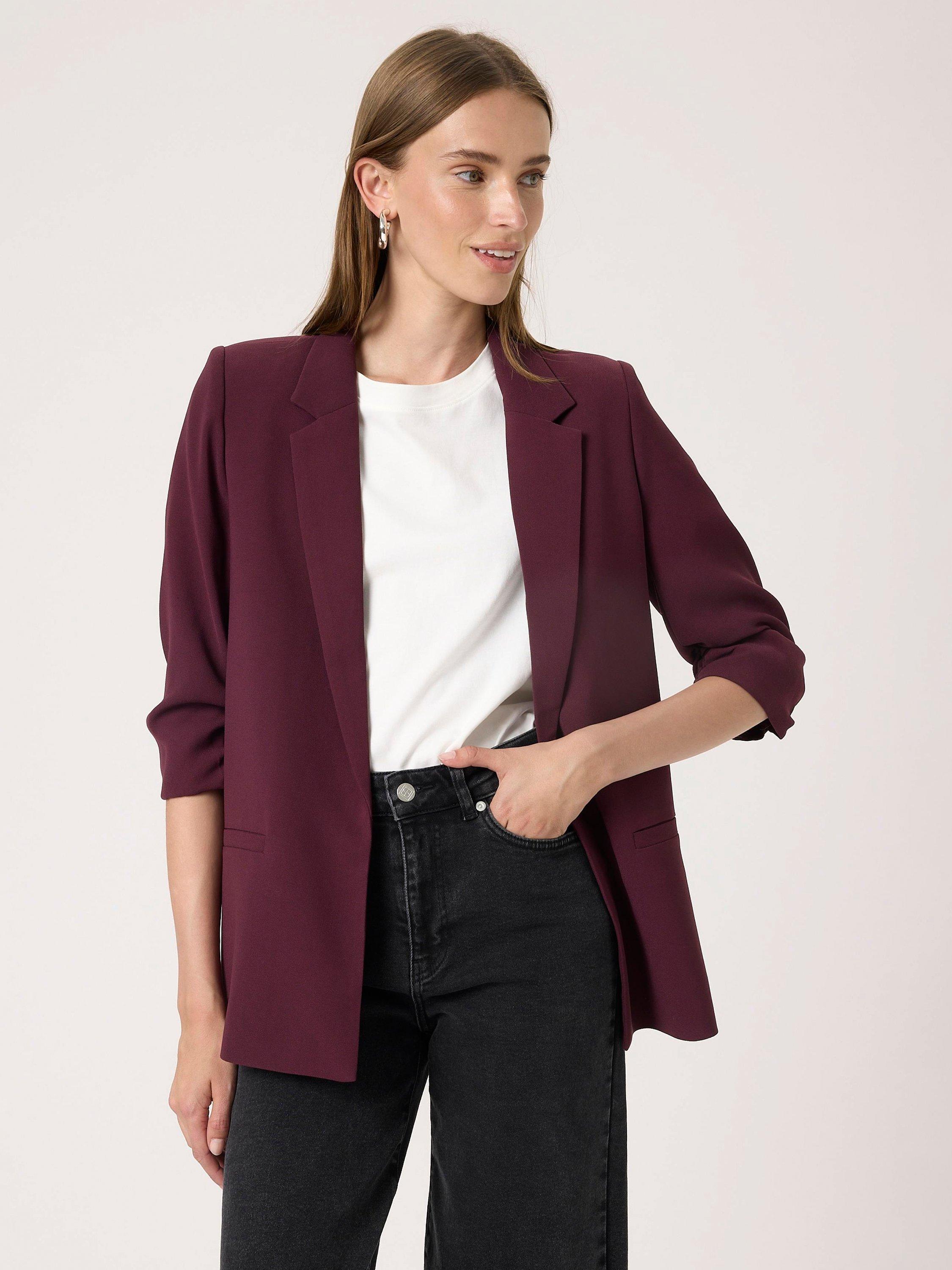 Product image 1 of 6, which shows Soaked In Luxury Shirley Blazer, Winetasting, XS