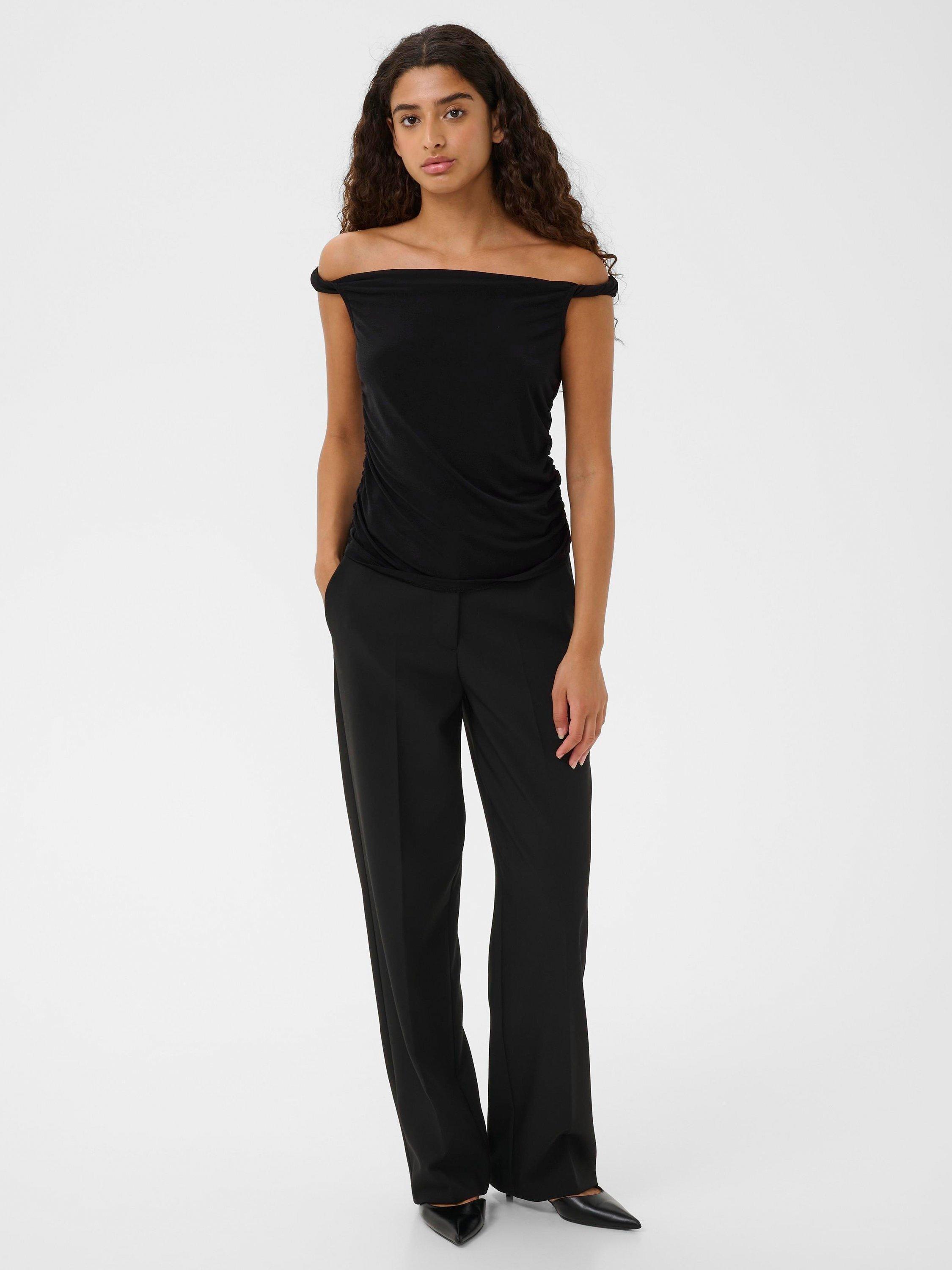 Product image 3 of 8, which shows Soaked In Luxury Adjo Off Shoulder Top, Black, XS