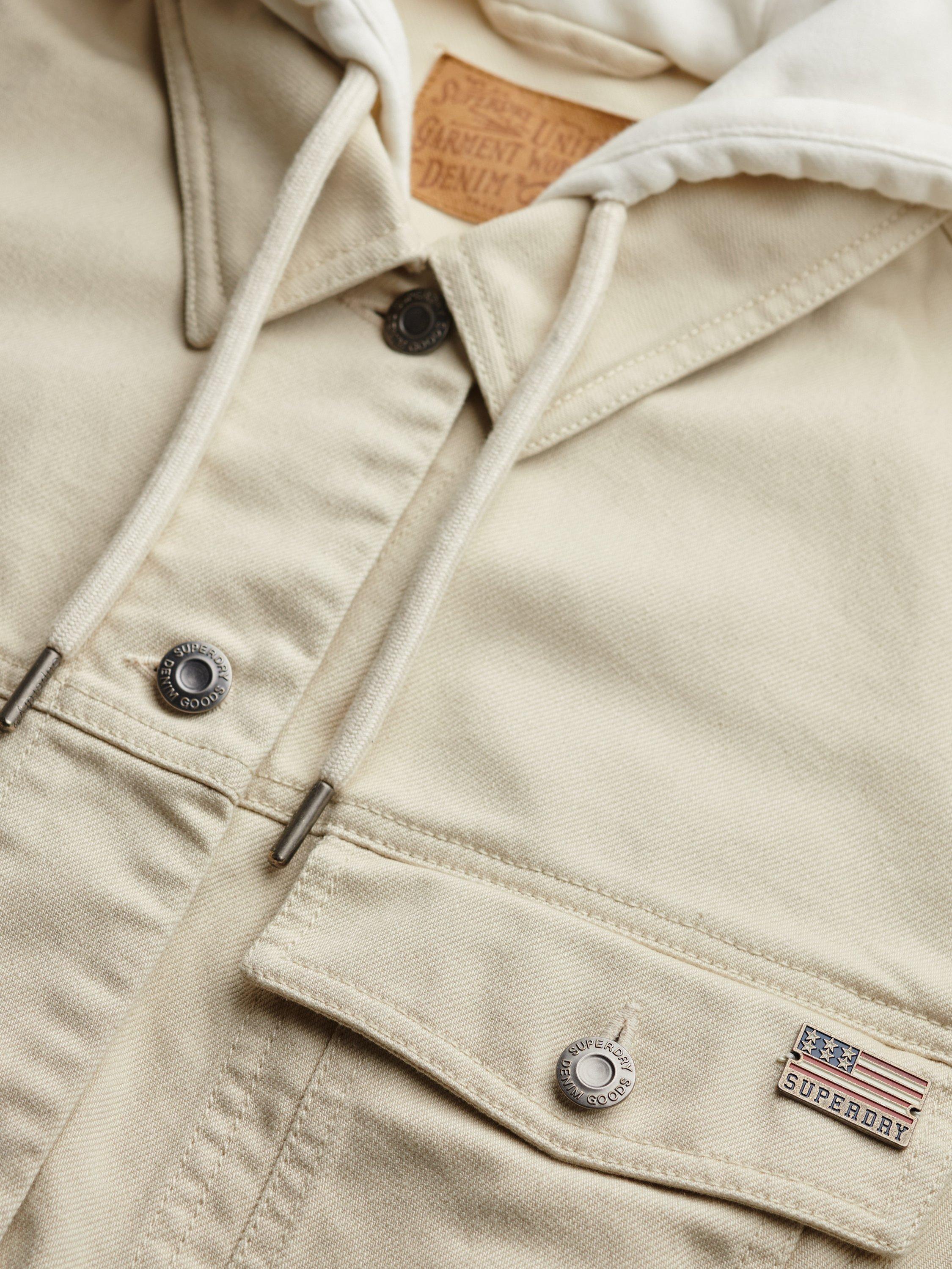 Product image 7 of 7, which shows Superdry Relaxed Hooded Trucker Jacket, Oat Bran, 14