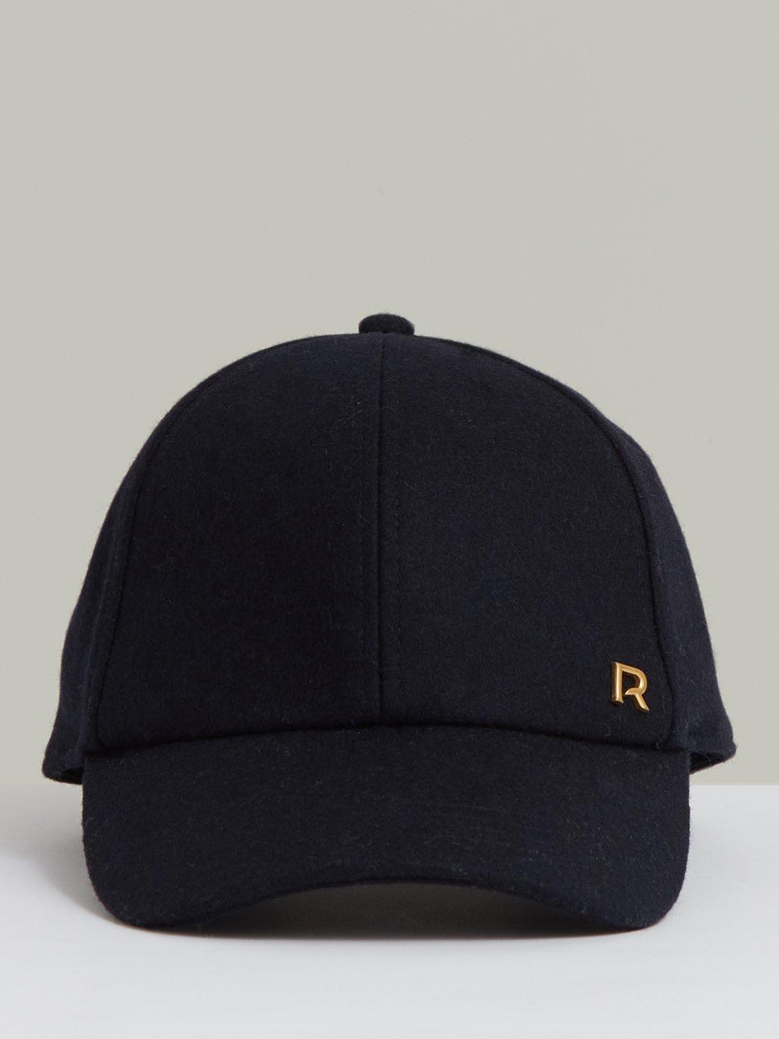 Product image 1 of 4, which shows Reiss Fiona Logo Wool Rich Baseball Cap, Navy, One Size