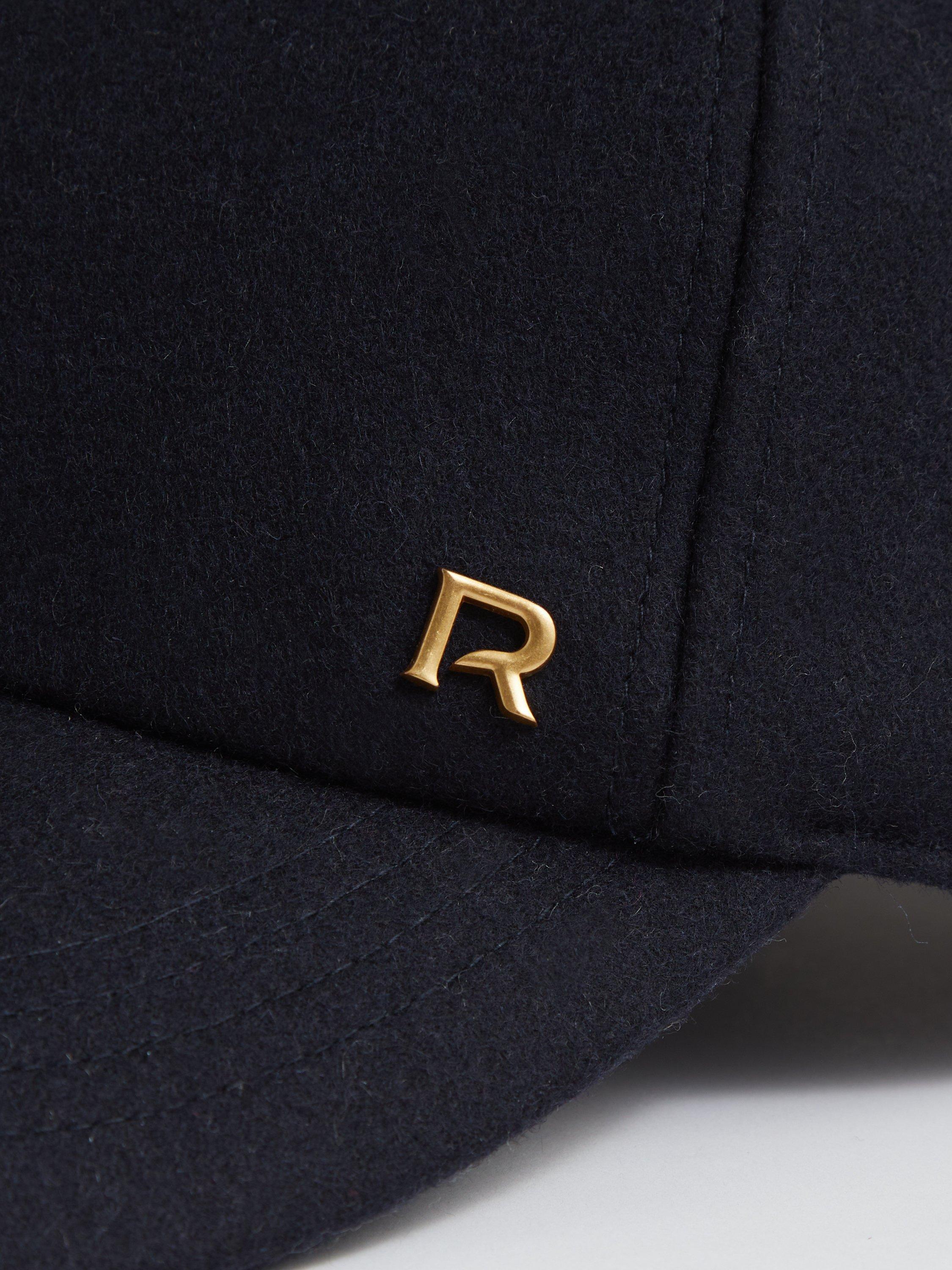 Product image 2 of 4, which shows Reiss Fiona Logo Wool Rich Baseball Cap, Navy, One Size
