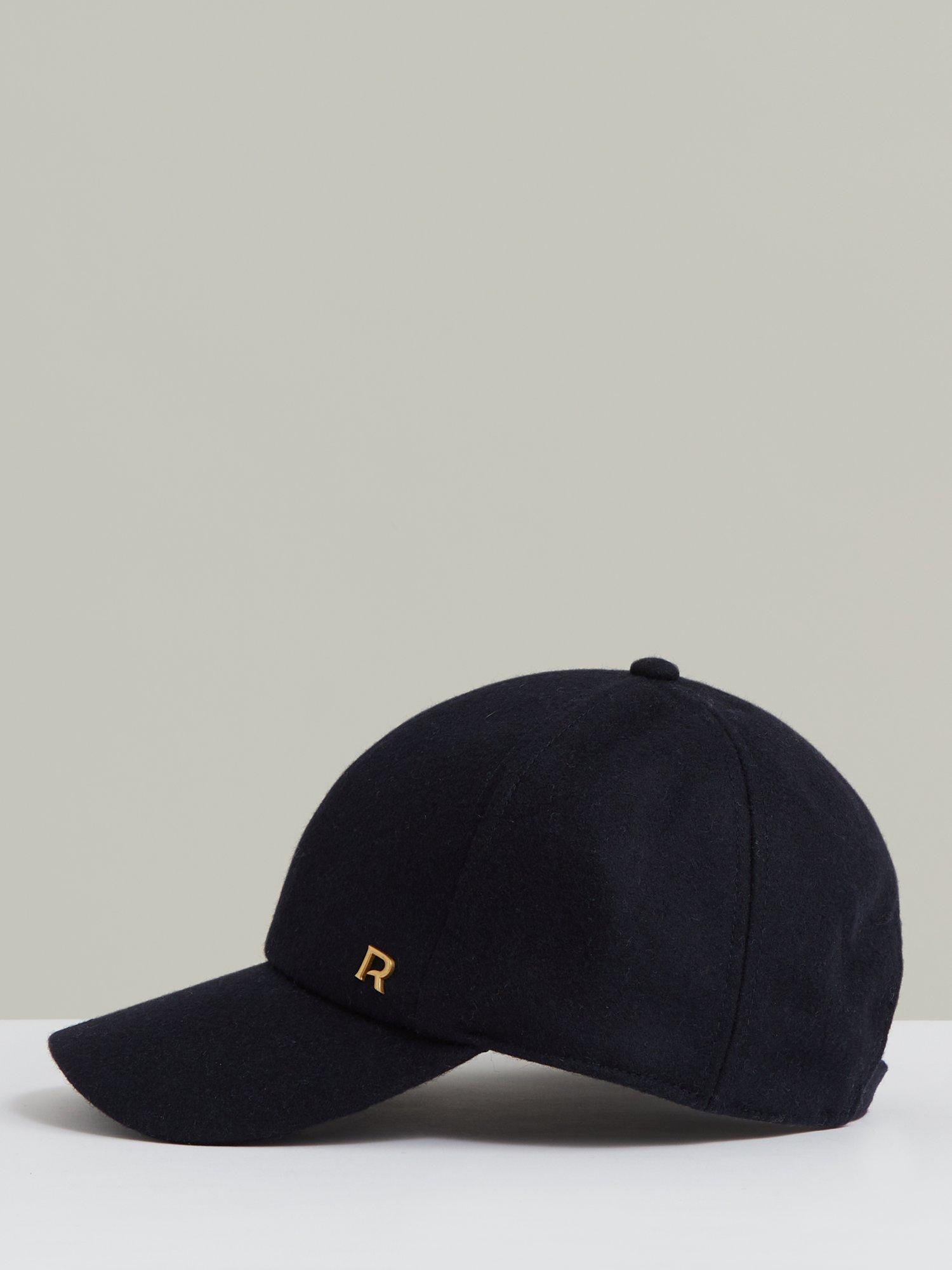 Product image 3 of 4, which shows Reiss Fiona Logo Wool Rich Baseball Cap, Navy, One Size