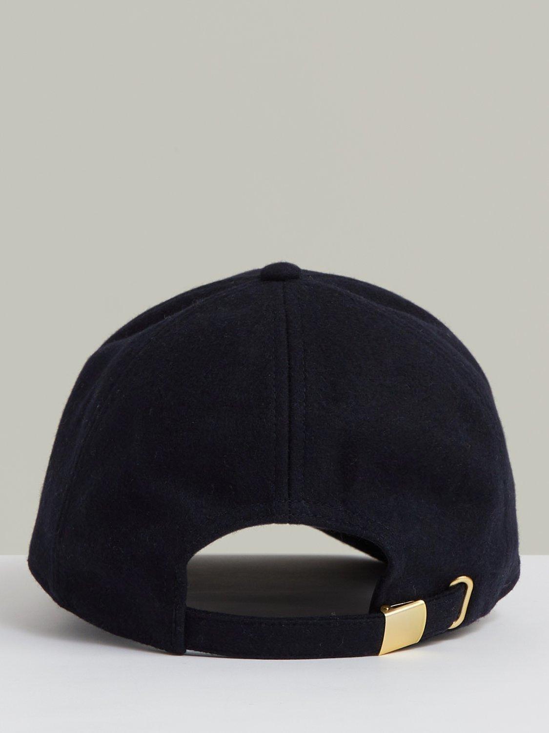 Product image 4 of 4, which shows Reiss Fiona Logo Wool Rich Baseball Cap, Navy, One Size