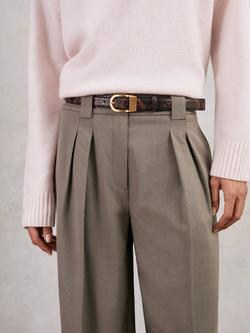 Reiss Hazel Snake Print Leather Belt, Chocolate - view 2, Chocolate