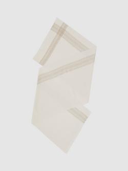 Reiss Vivienne Contrast Stripe Wool Rich Scarf, Cream, Cream