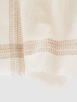 Reiss Vivienne Contrast Stripe Wool Rich Scarf, Cream - view 2, Cream
