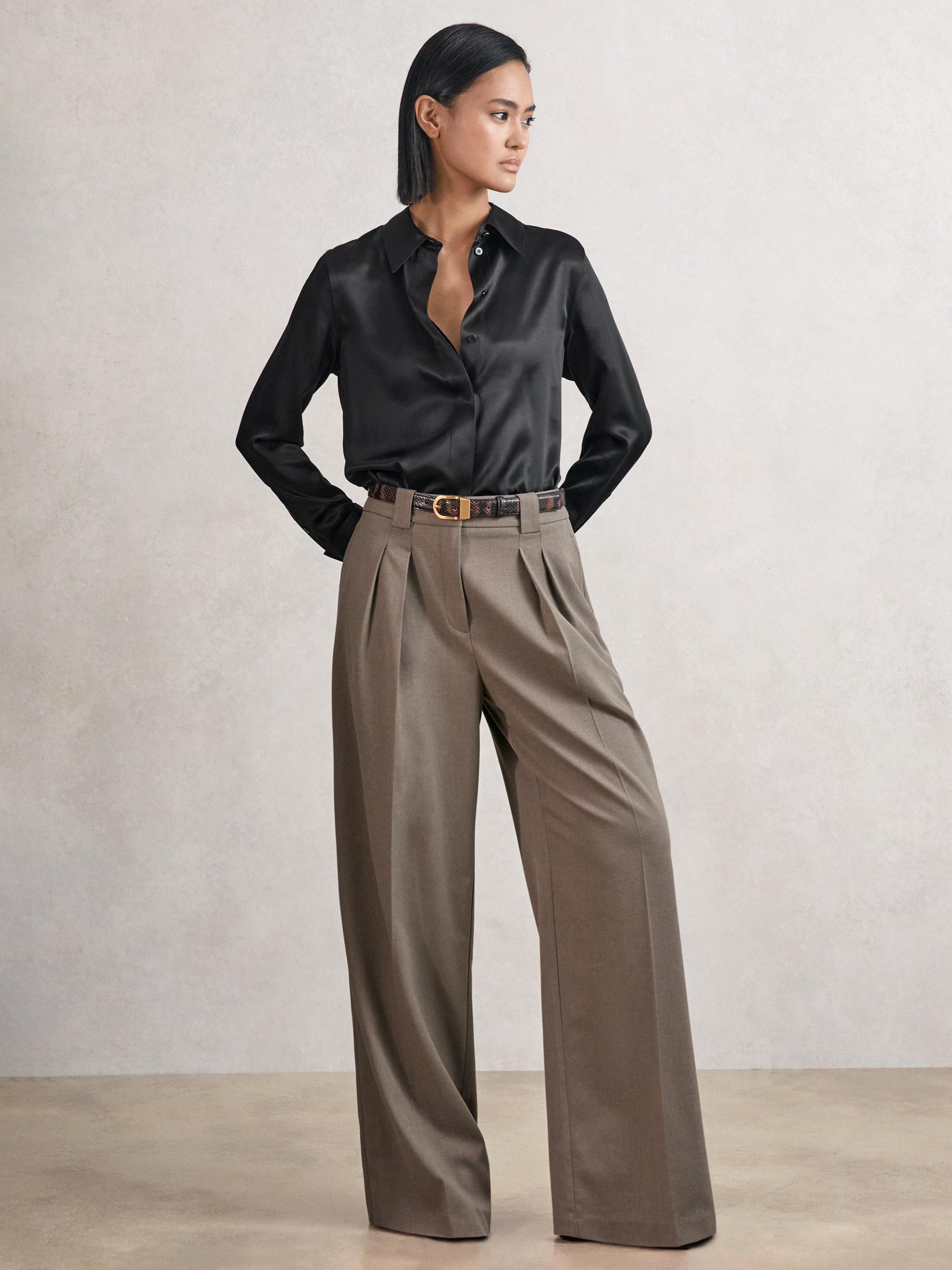 Product image 4 of 5, which shows Reiss Ameira Pure Silk Shirt, Black, 6