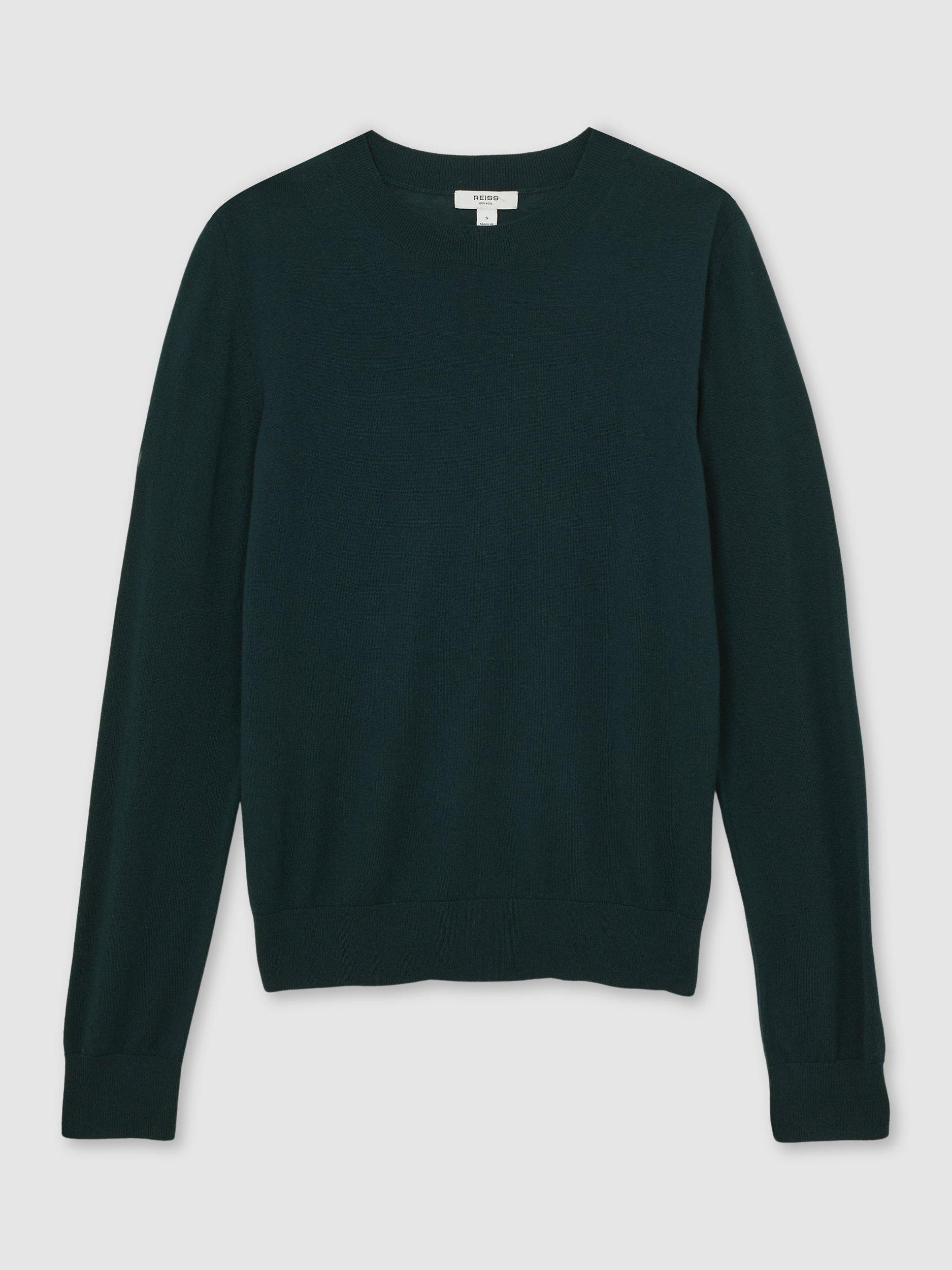 Product image 3 of 5, which shows Reiss Hester Crew Neck Pure Wool Jumper, Green, S
