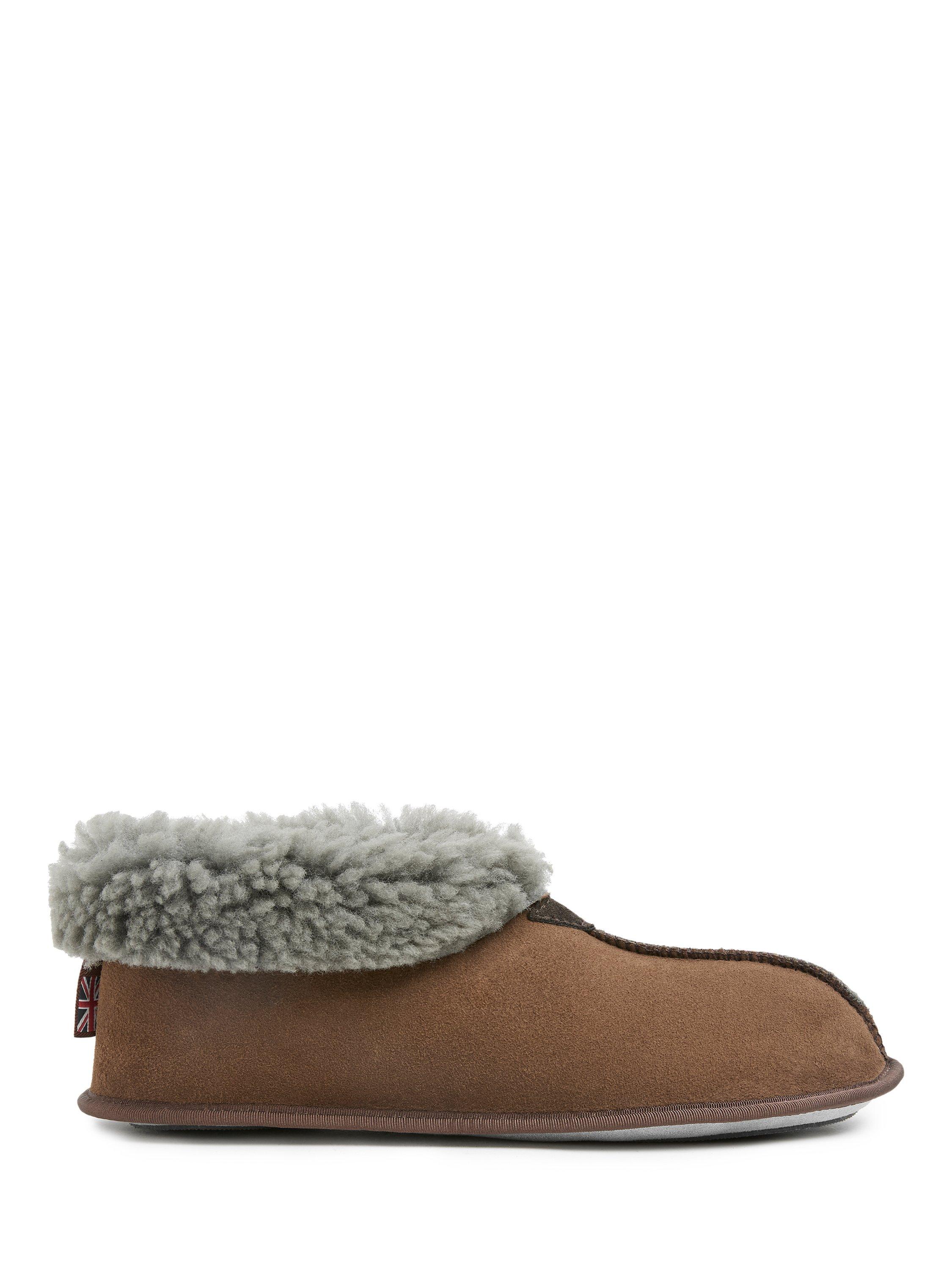 Product image 1 of 6, which shows Celtic & Co. Sheepskin Soft Sole Bootee Slippers, Khaki, 7