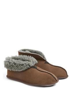 Celtic & Co. Sheepskin Soft Sole Bootee Slippers - view 2, Khaki