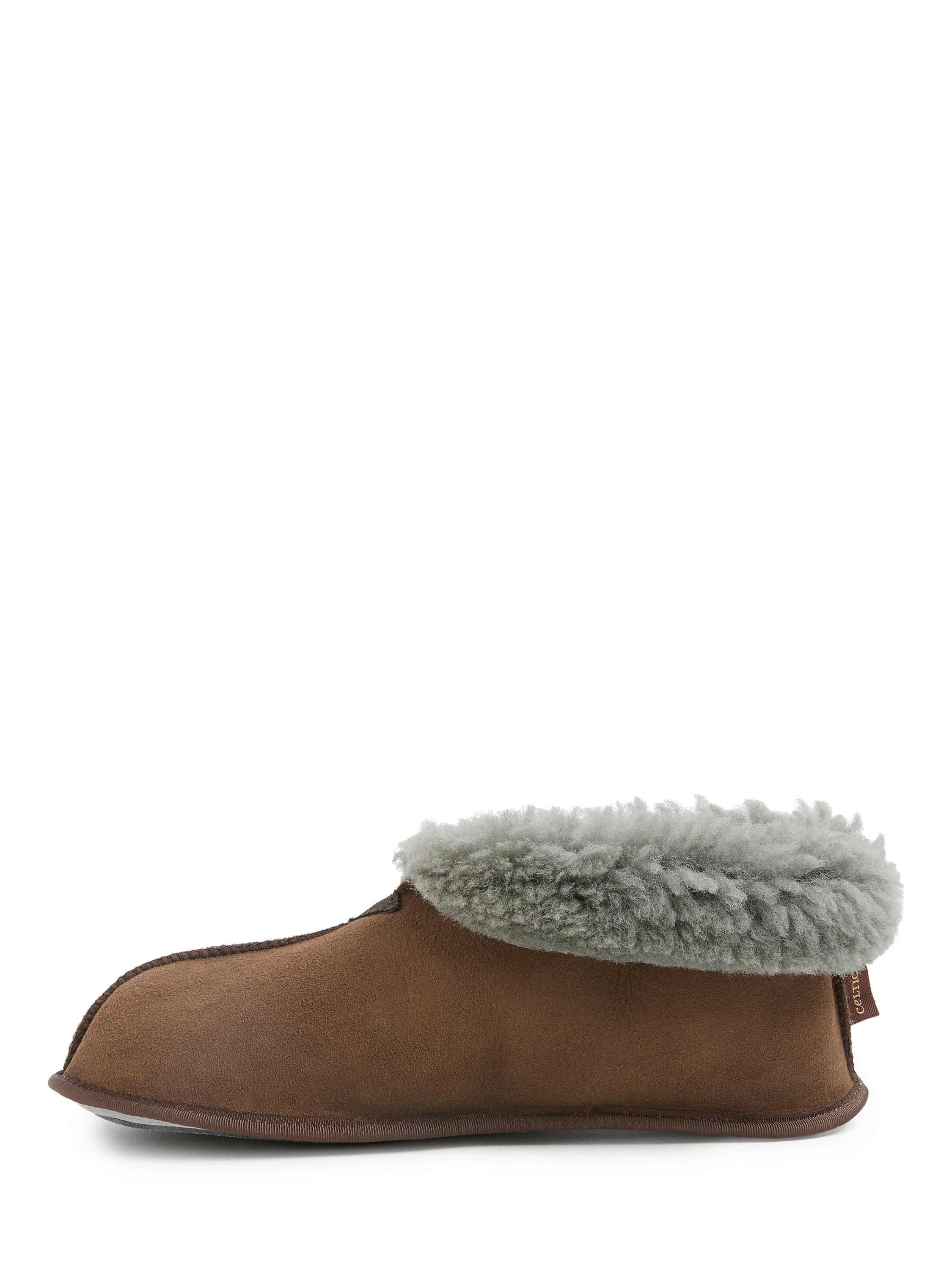 Product image 3 of 6, which shows Celtic & Co. Sheepskin Soft Sole Bootee Slippers, Khaki, 7