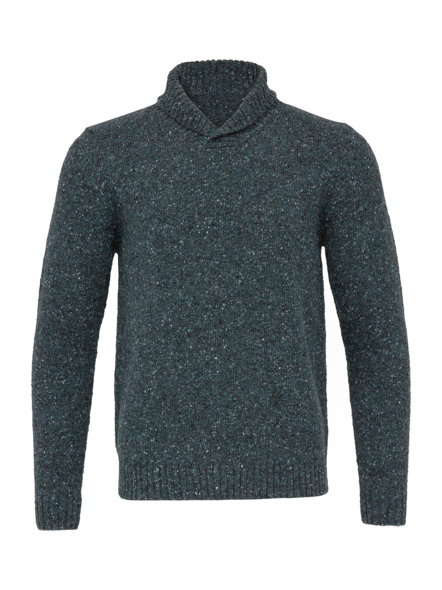 Product image 2 of 7, which shows Celtic & Co. Donegal Shawl Collar Wool Jumper, Grey Slate, S