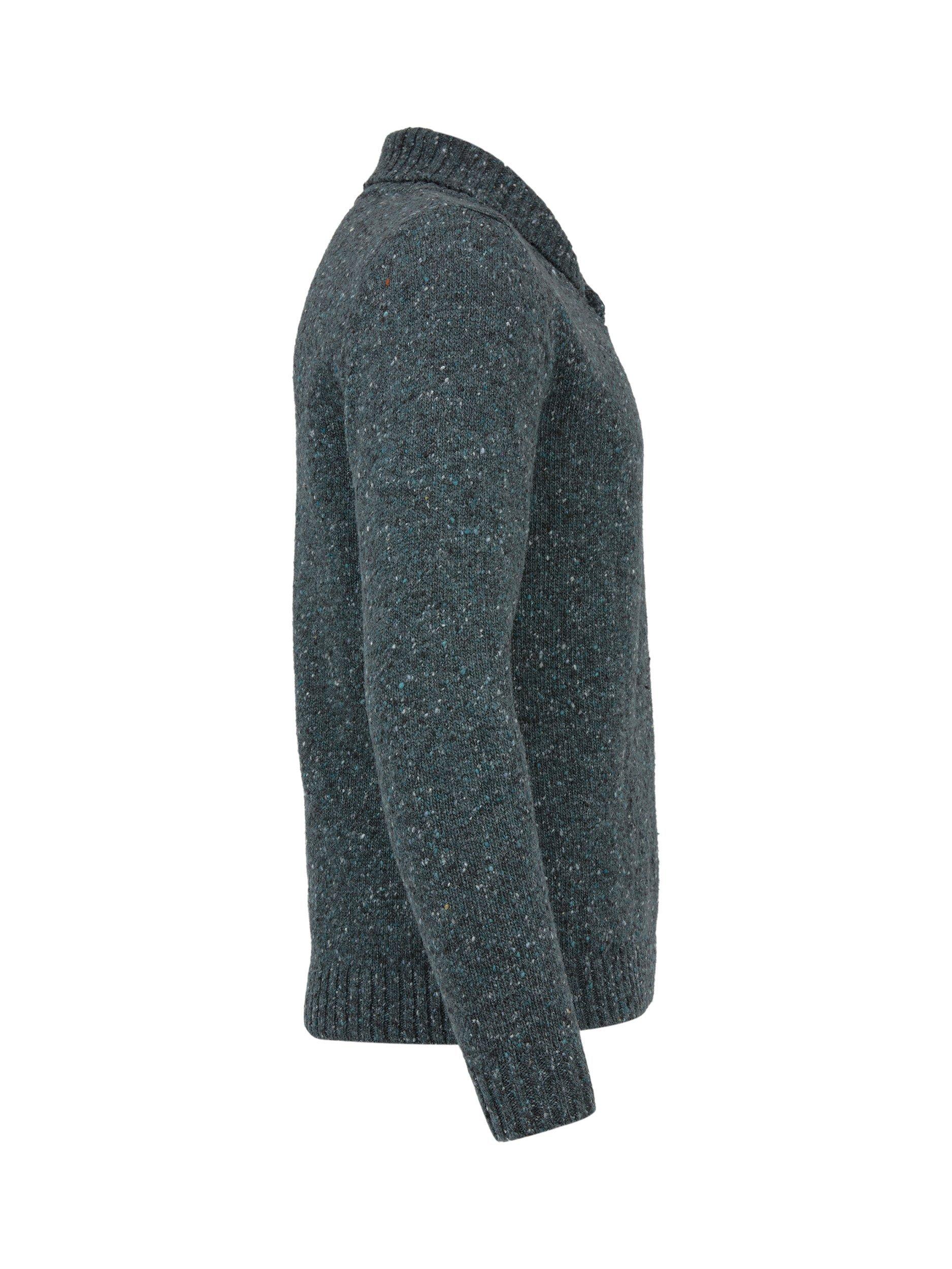 Product image 4 of 7, which shows Celtic & Co. Donegal Shawl Collar Wool Jumper, Grey Slate, S