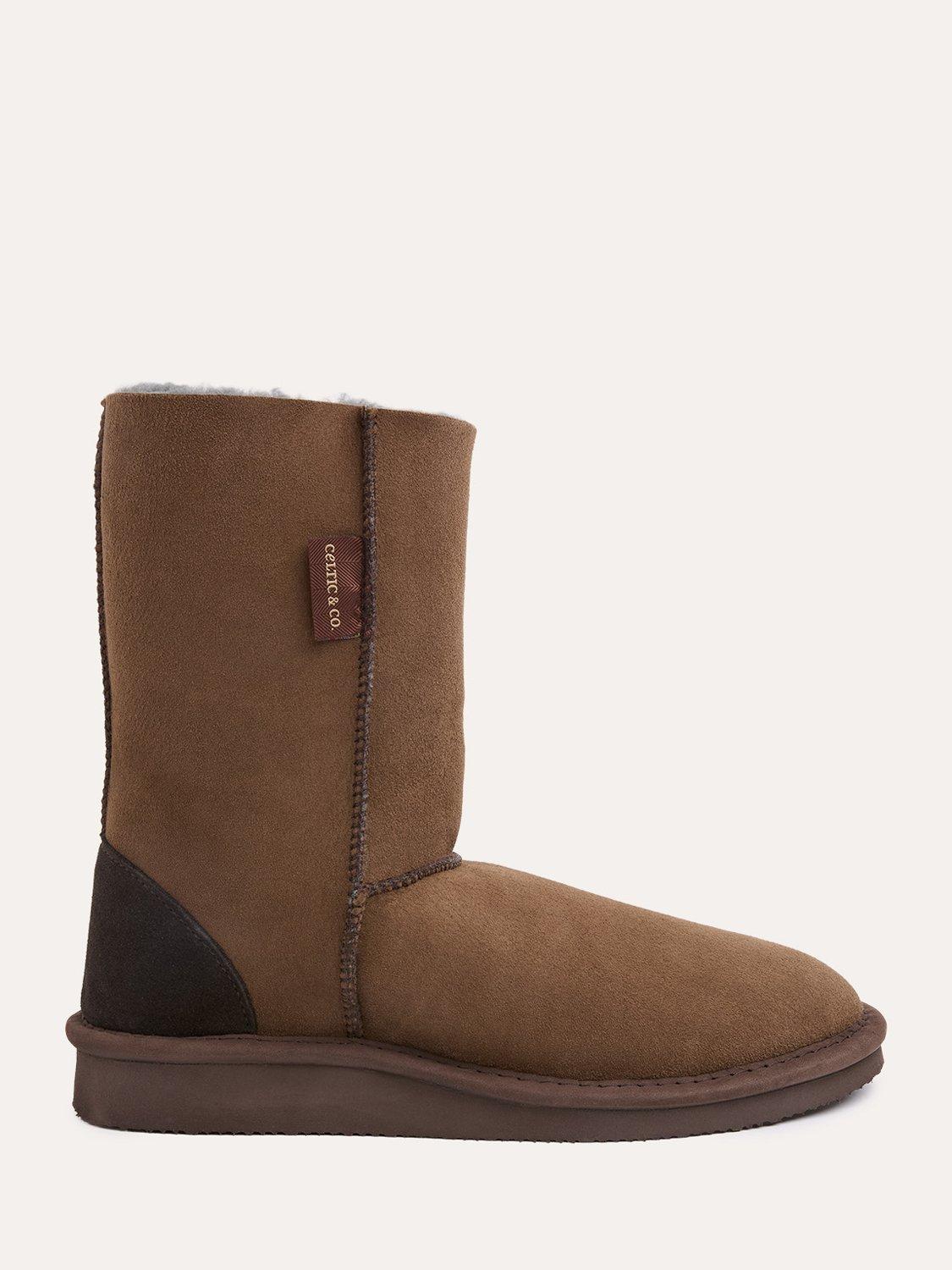 Product image 1 of 5, which shows Celtic & Co. Sheepskin Slipper Boots, Khaki, 7