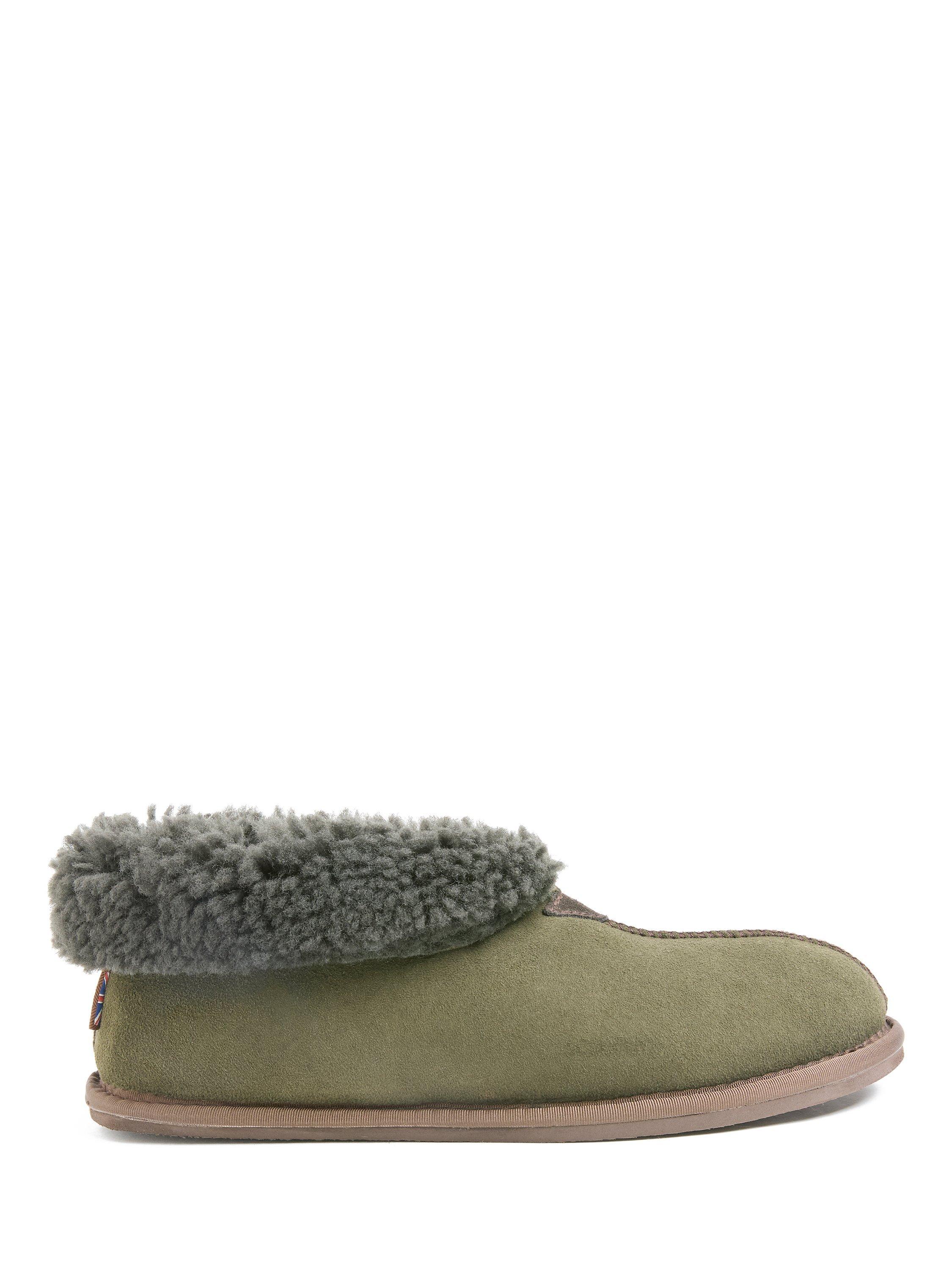 Product image 1 of 6, which shows Celtic & Co. Sheepskin Soft Sole Bootee Slippers, Black Olive, 7