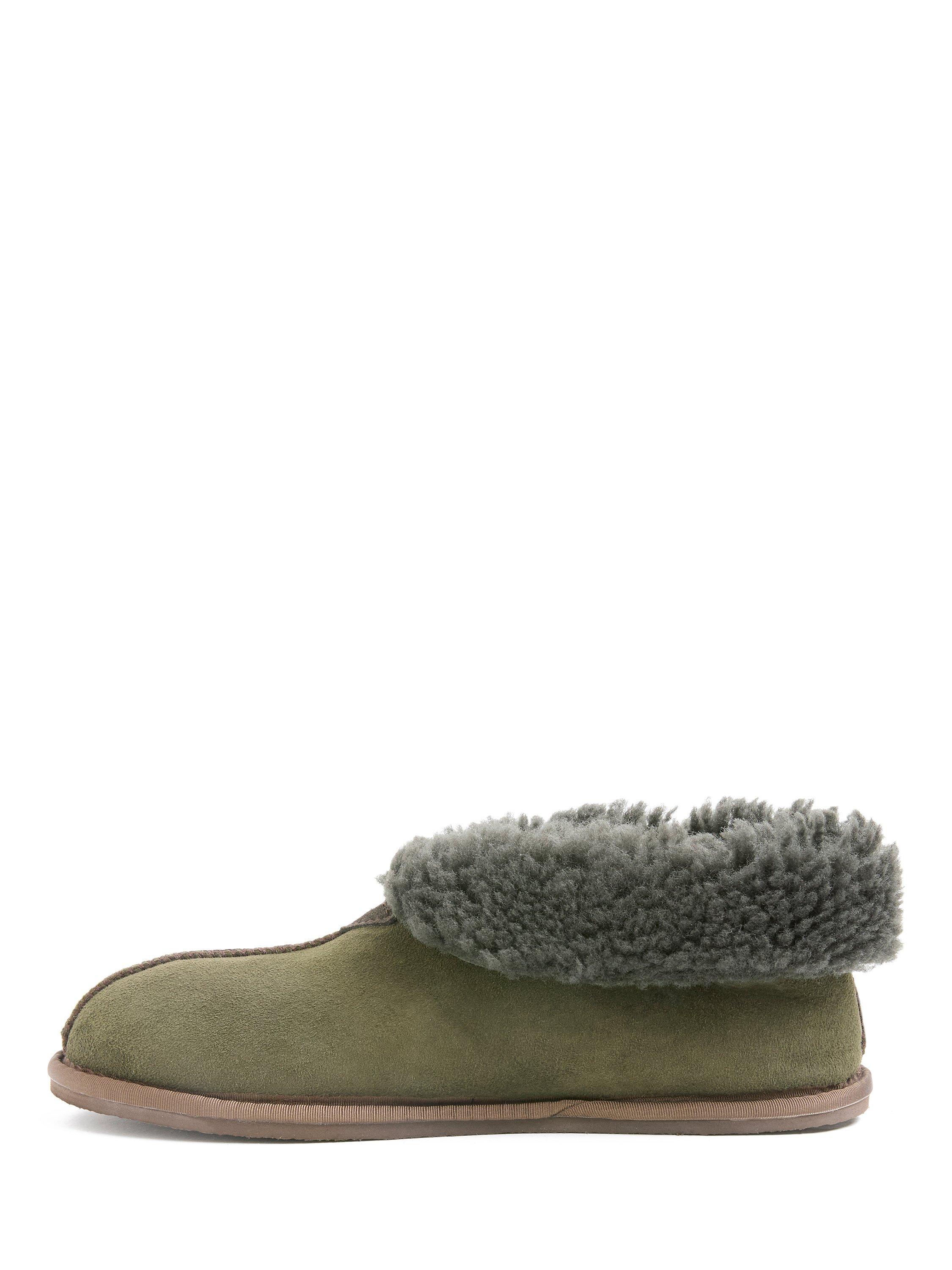 Product image 3 of 6, which shows Celtic & Co. Sheepskin Soft Sole Bootee Slippers, Black Olive, 7