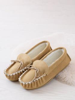 Celtic & Co. Sheepskin Moccasin Slippers, Camel - view 2, Camel