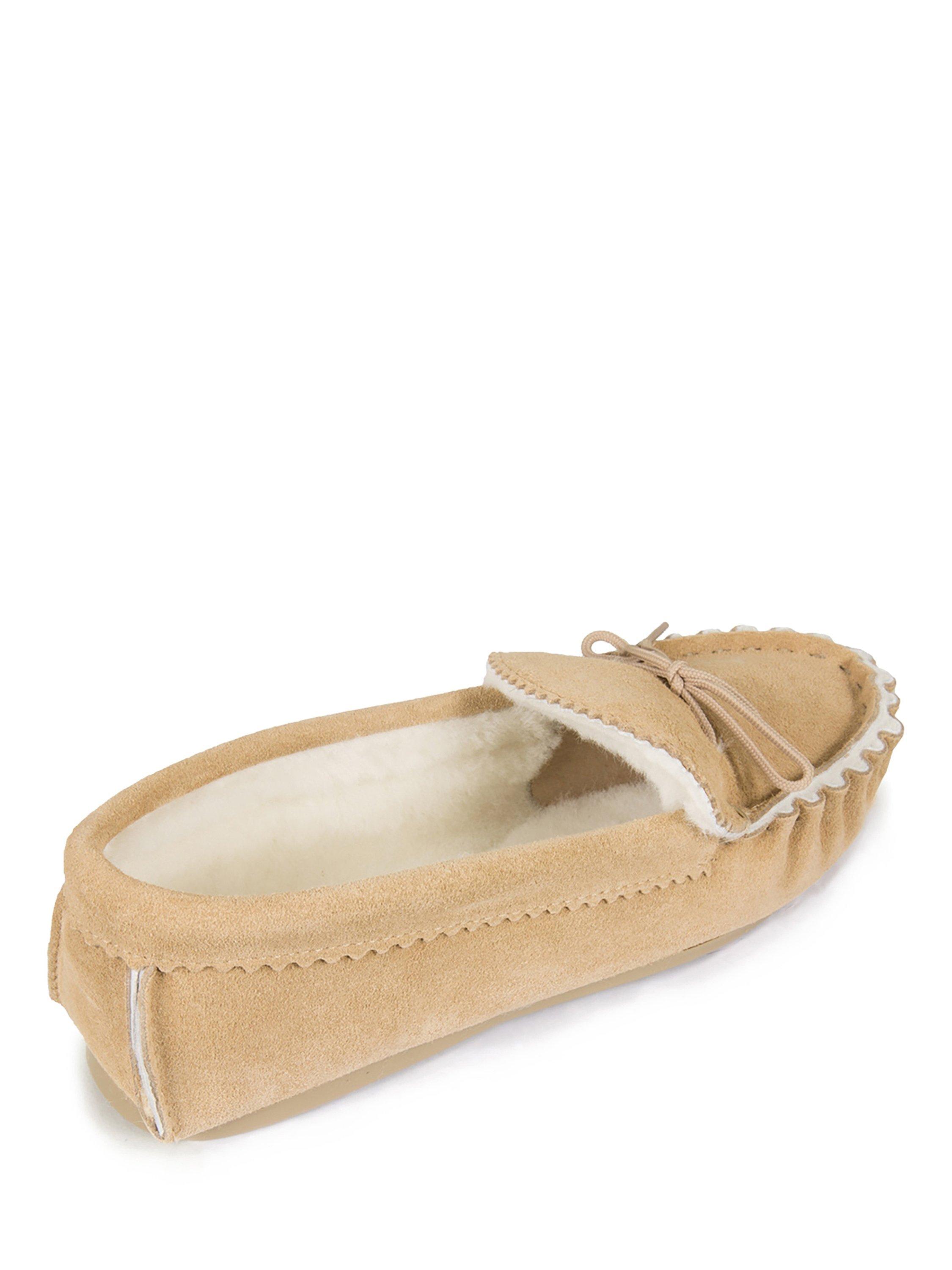Product image 5 of 5, which shows Celtic & Co. Sheepskin Moccasin Slippers, Camel, 6