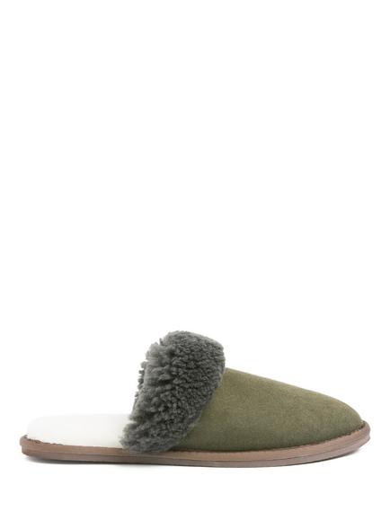 Celtic & Co. Men's Sheepskin Mule Slippers, Black Olive