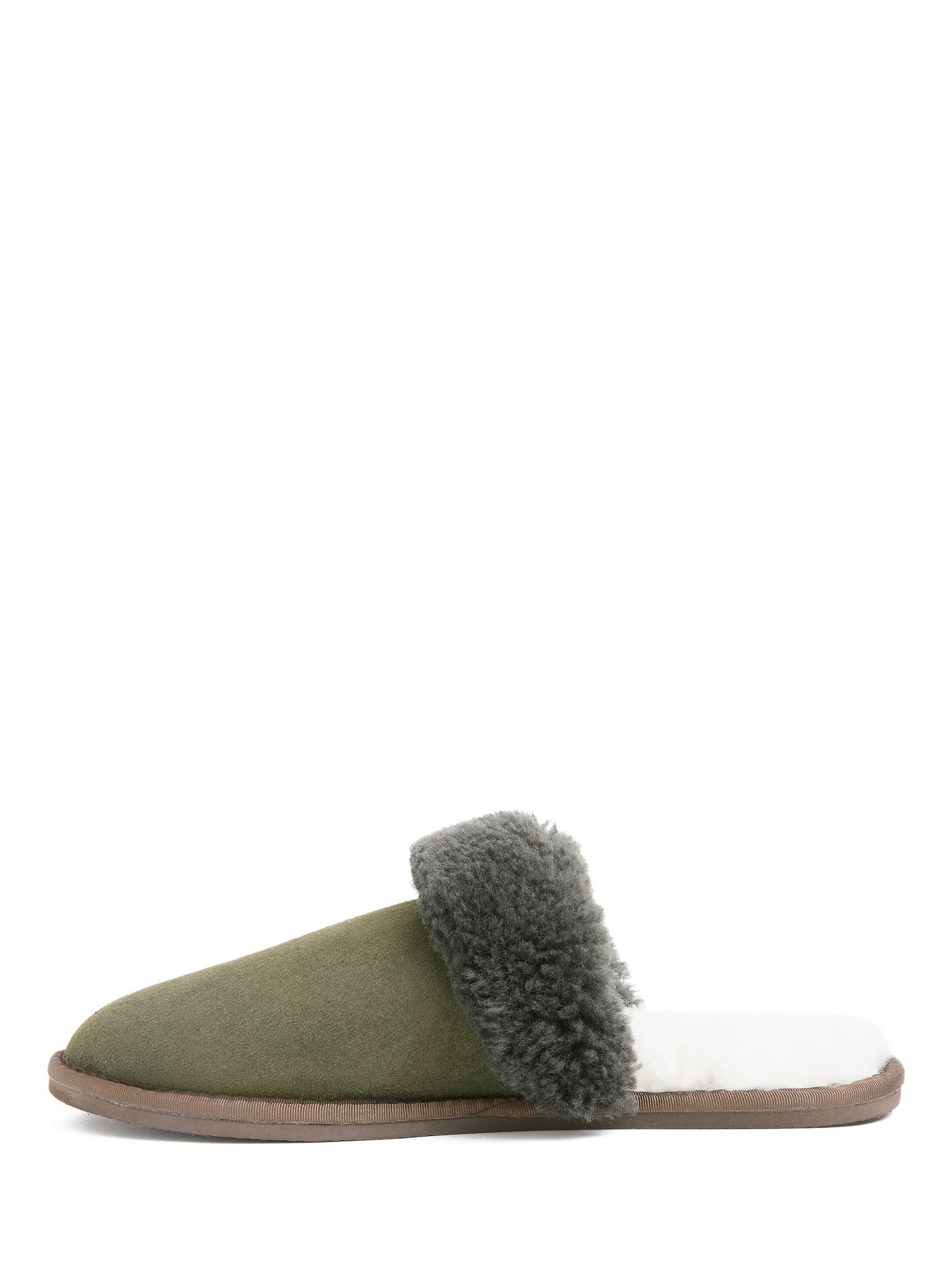 Product image 3 of 6, which shows Celtic & Co. Men's Sheepskin Mule Slippers, Black Olive, 7
