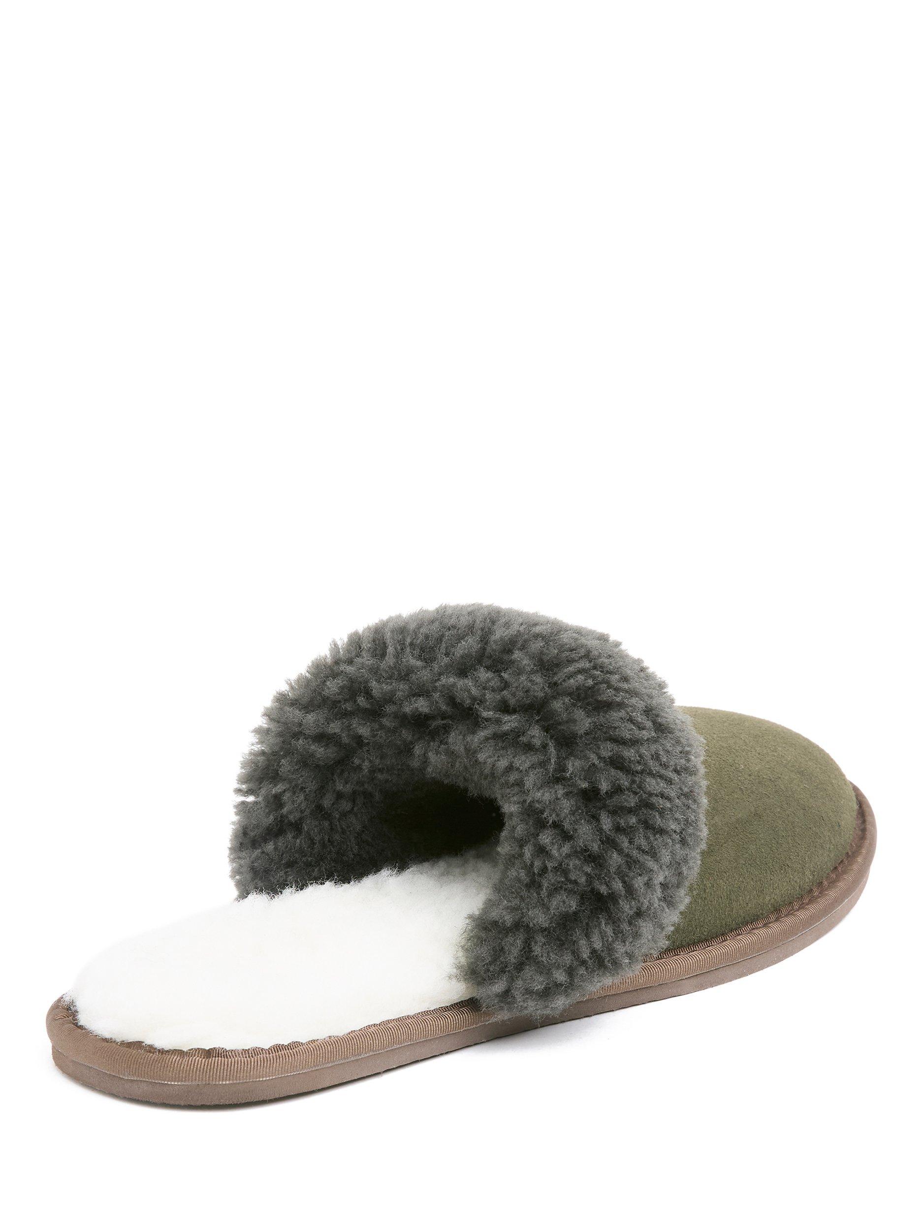 Product image 4 of 6, which shows Celtic & Co. Men's Sheepskin Mule Slippers, Black Olive, 7