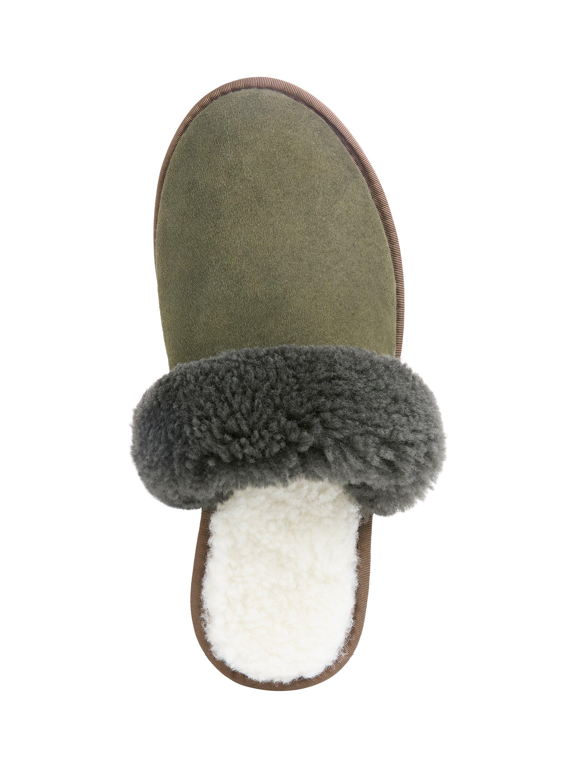 Product image 5 of 6, which shows Celtic & Co. Men's Sheepskin Mule Slippers, Black Olive, 7