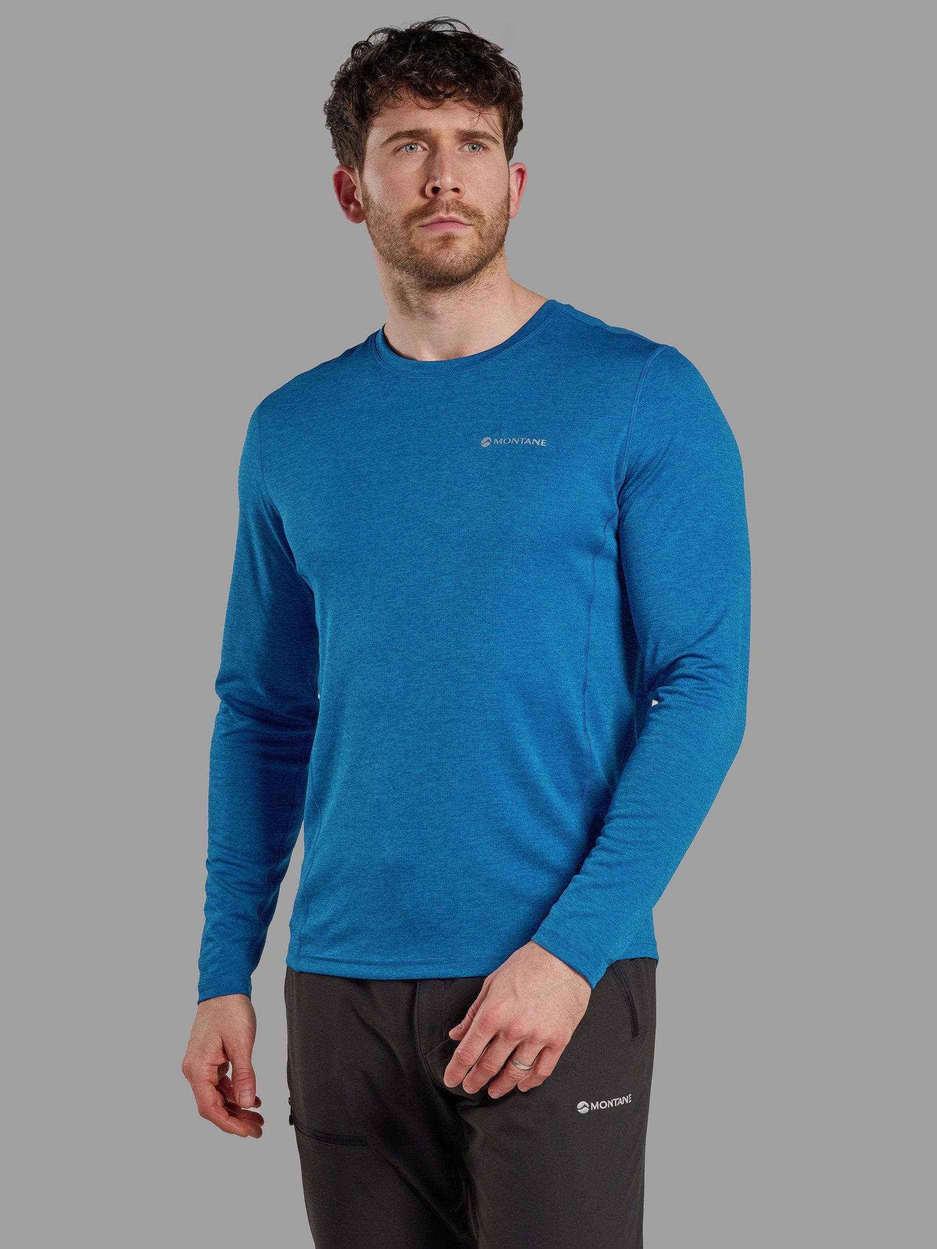 Product image 1 of 3, which shows Montane Dart Long Sleeve T-Shirt, Neptune Blue, XS
