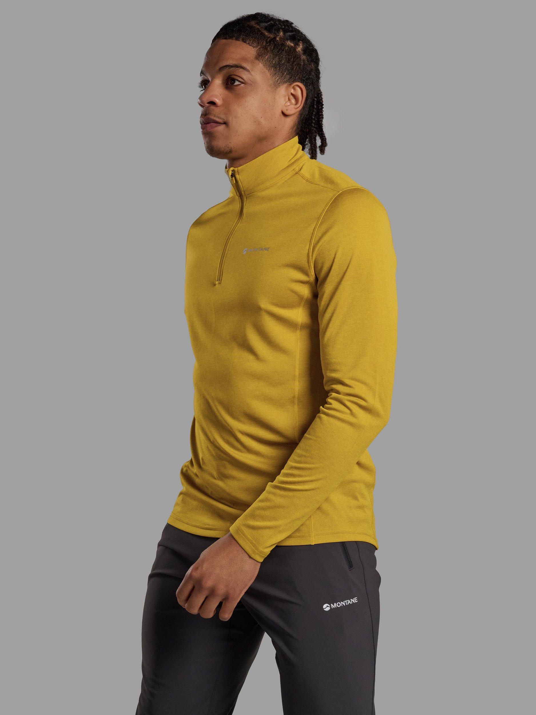 Product image 1 of 4, which shows Montane Dart Zip Neck Baselayer, Ginkgo Gold, XS