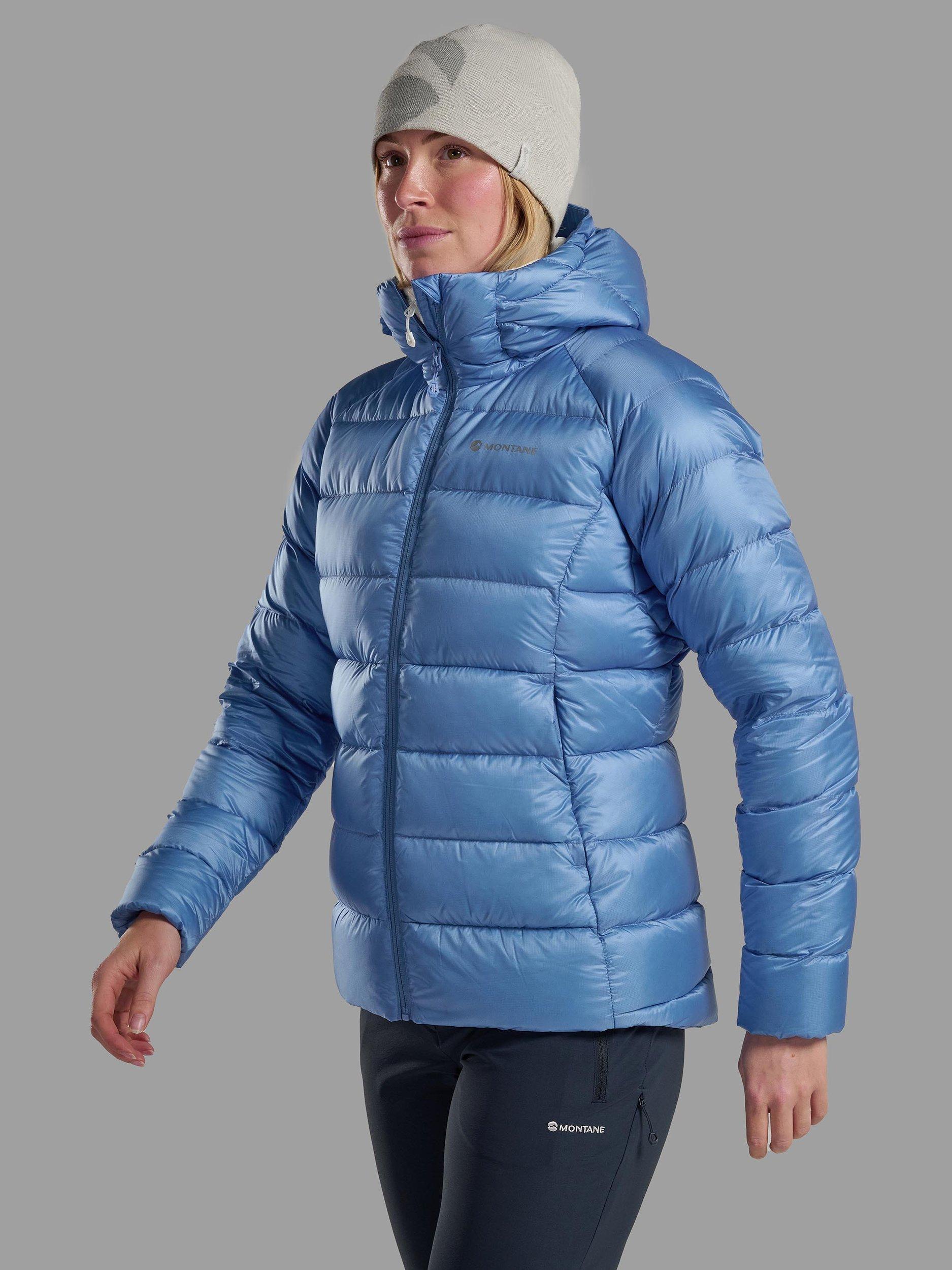 Product image 1 of 11, which shows Montane Women's Anti Freeze XT Hooded Down Jacket, Cornflower, 8