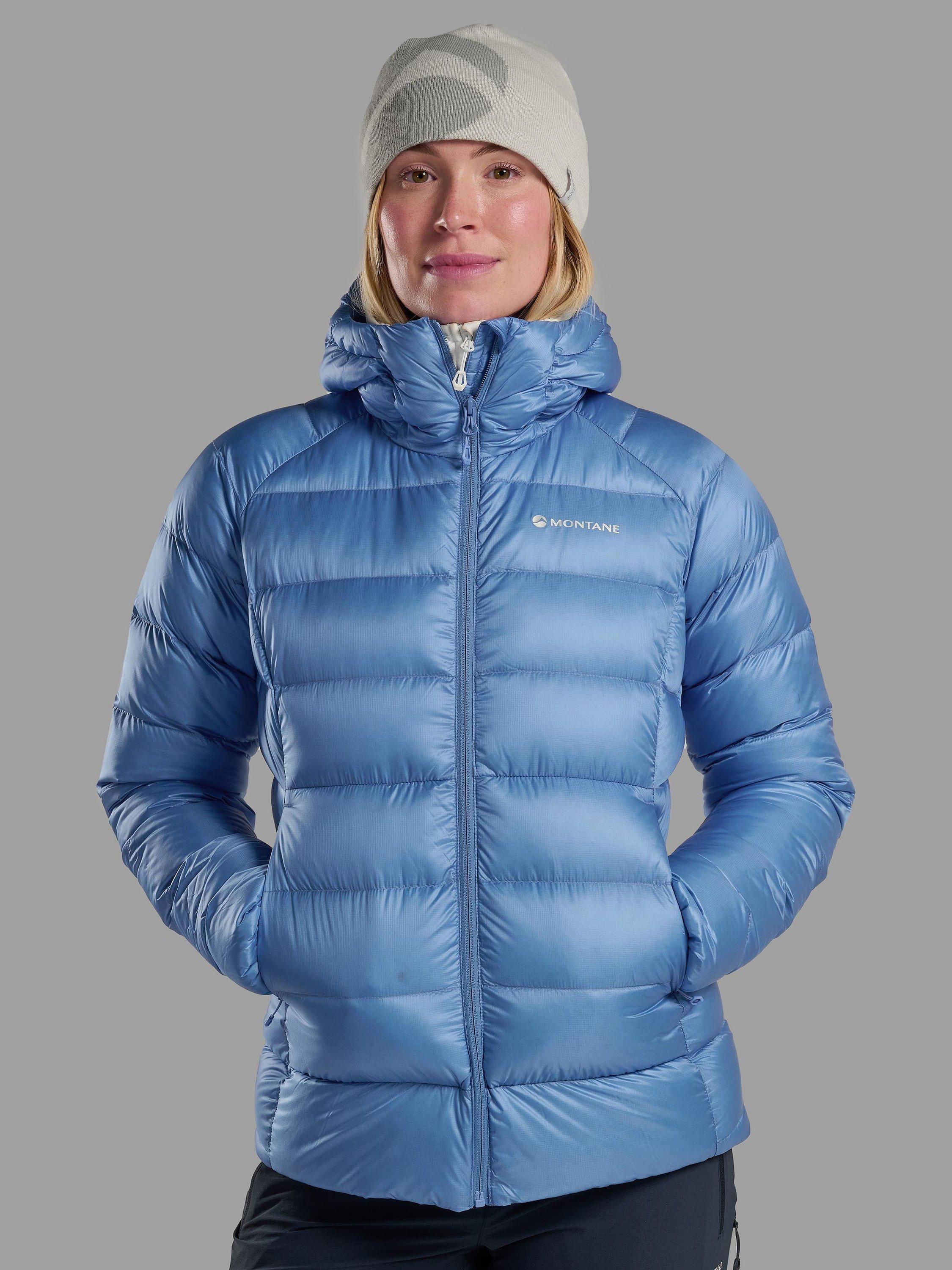 Product image 4 of 11, which shows Montane Women's Anti Freeze XT Hooded Down Jacket, Cornflower, 8