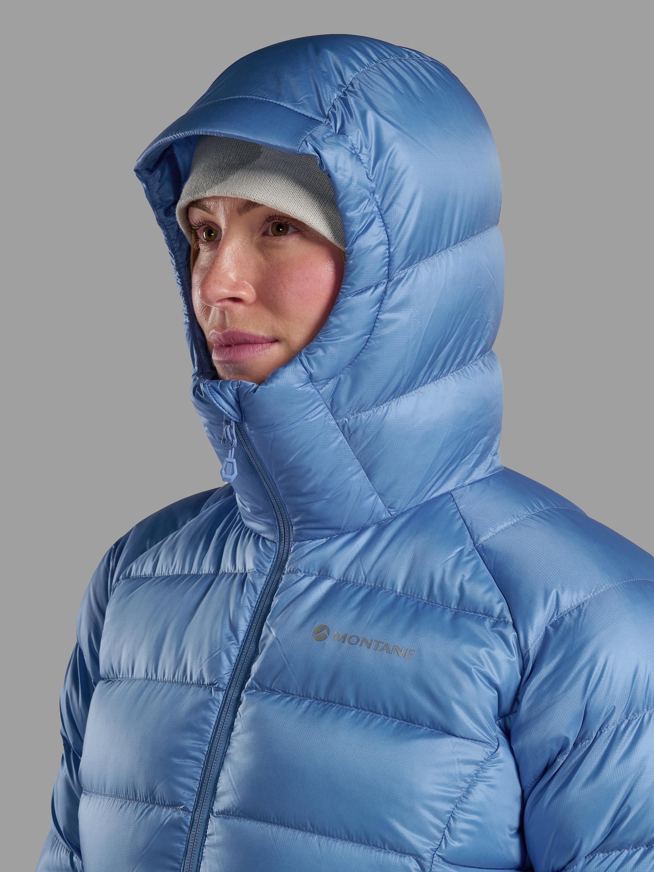 Product image 5 of 11, which shows Montane Women's Anti Freeze XT Hooded Down Jacket, Cornflower, 8