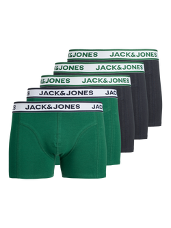 Jack & Jones Kids' Nolan Trunks, Pack of 5, Rainforest, Rainforest/Sc