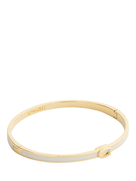 Coach Minimal Hinged Enamel Bangle, Gold, Gold