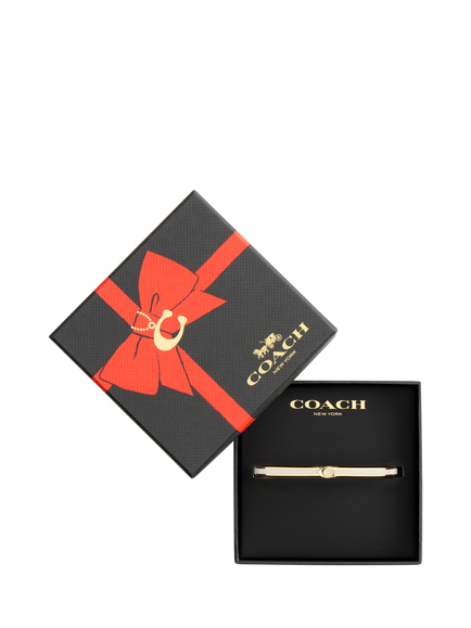 Coach Minimal Hinged Enamel Bangle, Gold - view 2, Gold