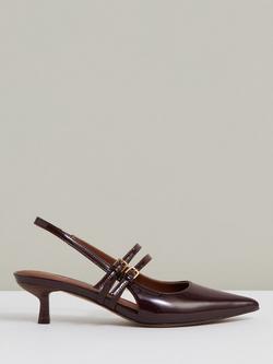 Reiss Isla Leather Court Shoes, Oxblood, Oxblood