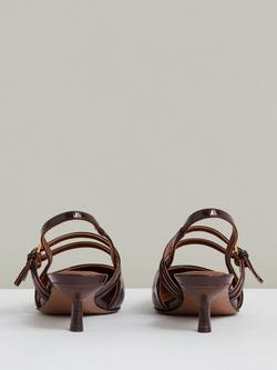 Reiss Isla Leather Court Shoes, Oxblood - view 2, Oxblood